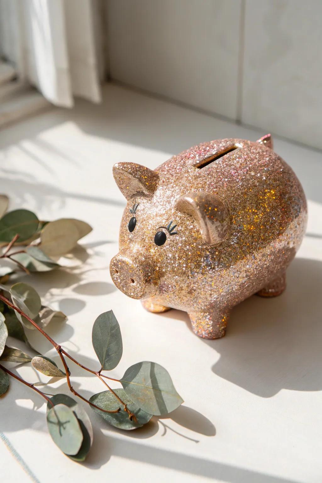 Sparkle and save in style with this DIY glitter glam piggy bank!