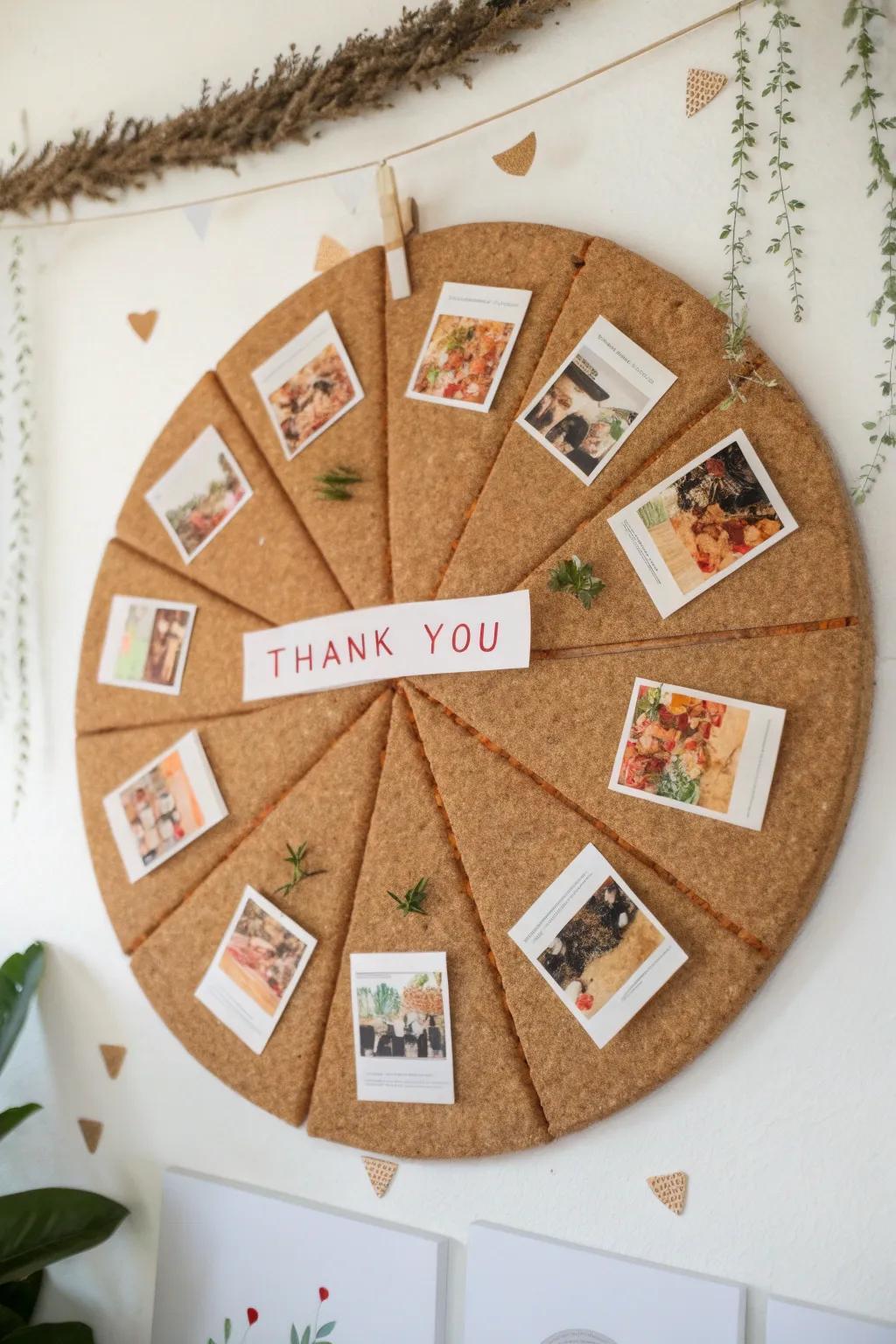 Capture the joy of shared moments and gratitude with a Pizza Party Thank You Board - a delightful blend of minimalist design and boho charm!