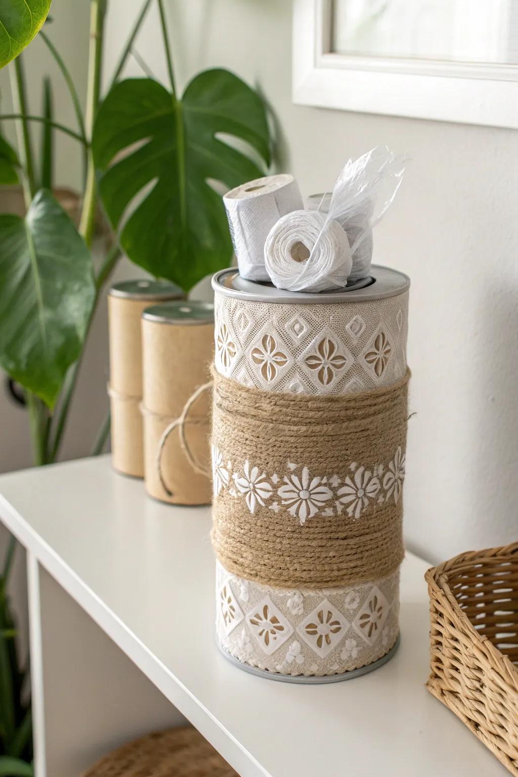 Transform your storage with style: Repurpose a Pringles can for a chic and sustainable bag holder!