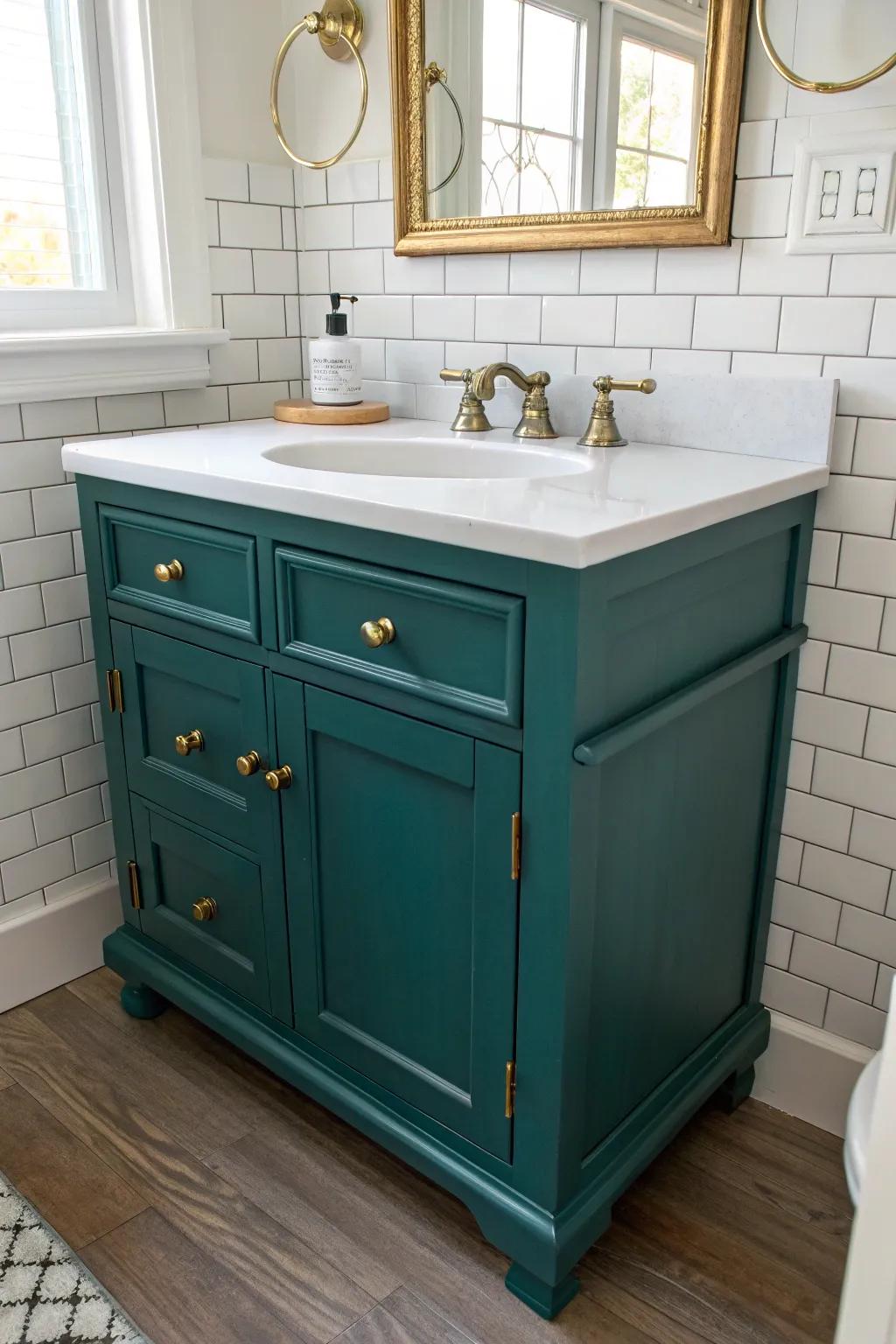 Turn a base cabinet into a chic vanity—big storage, small footprint, bold minimalist style.