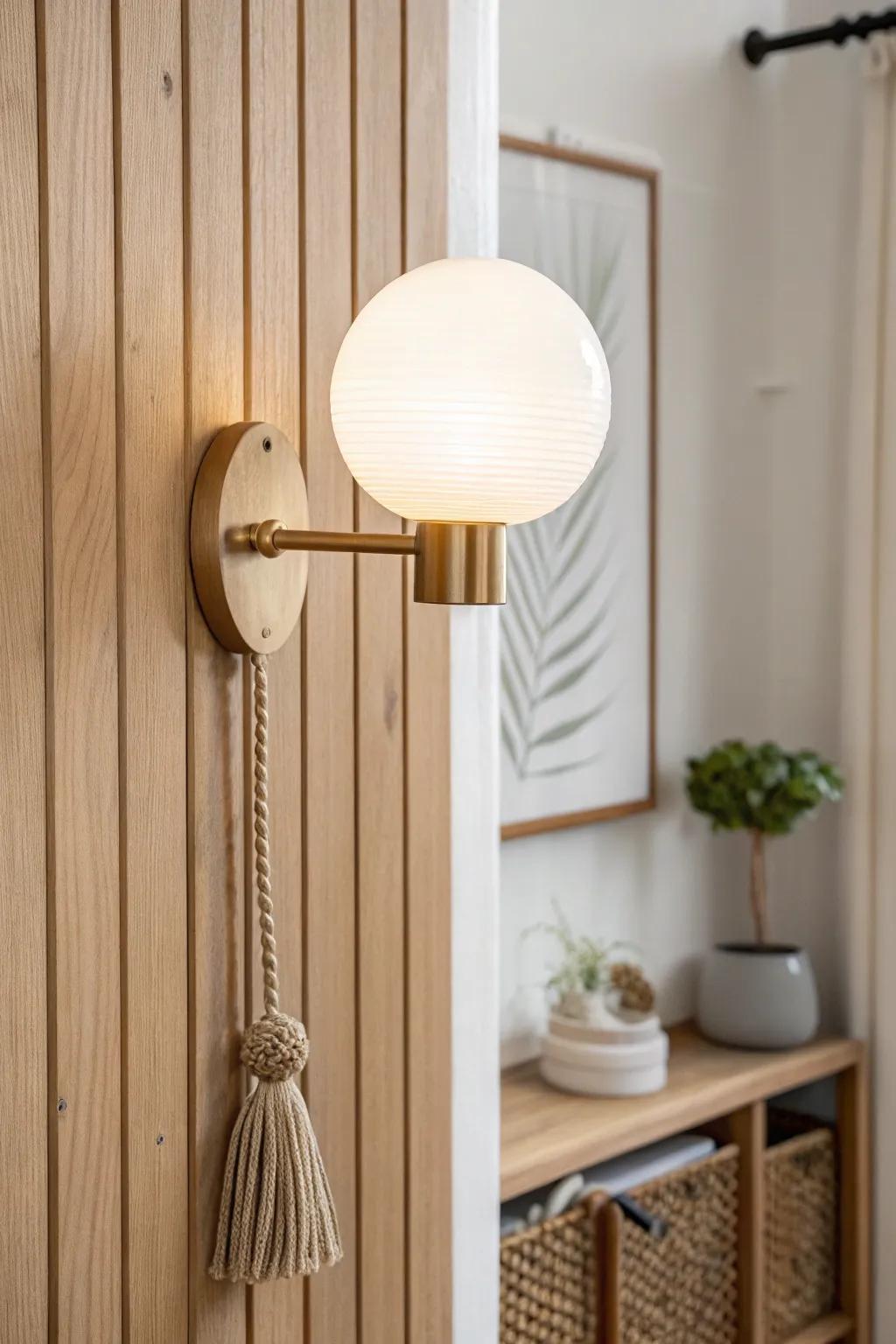 Symmetrical vanity lighting: one chic sconce, balanced glow—no more “bad light” side.