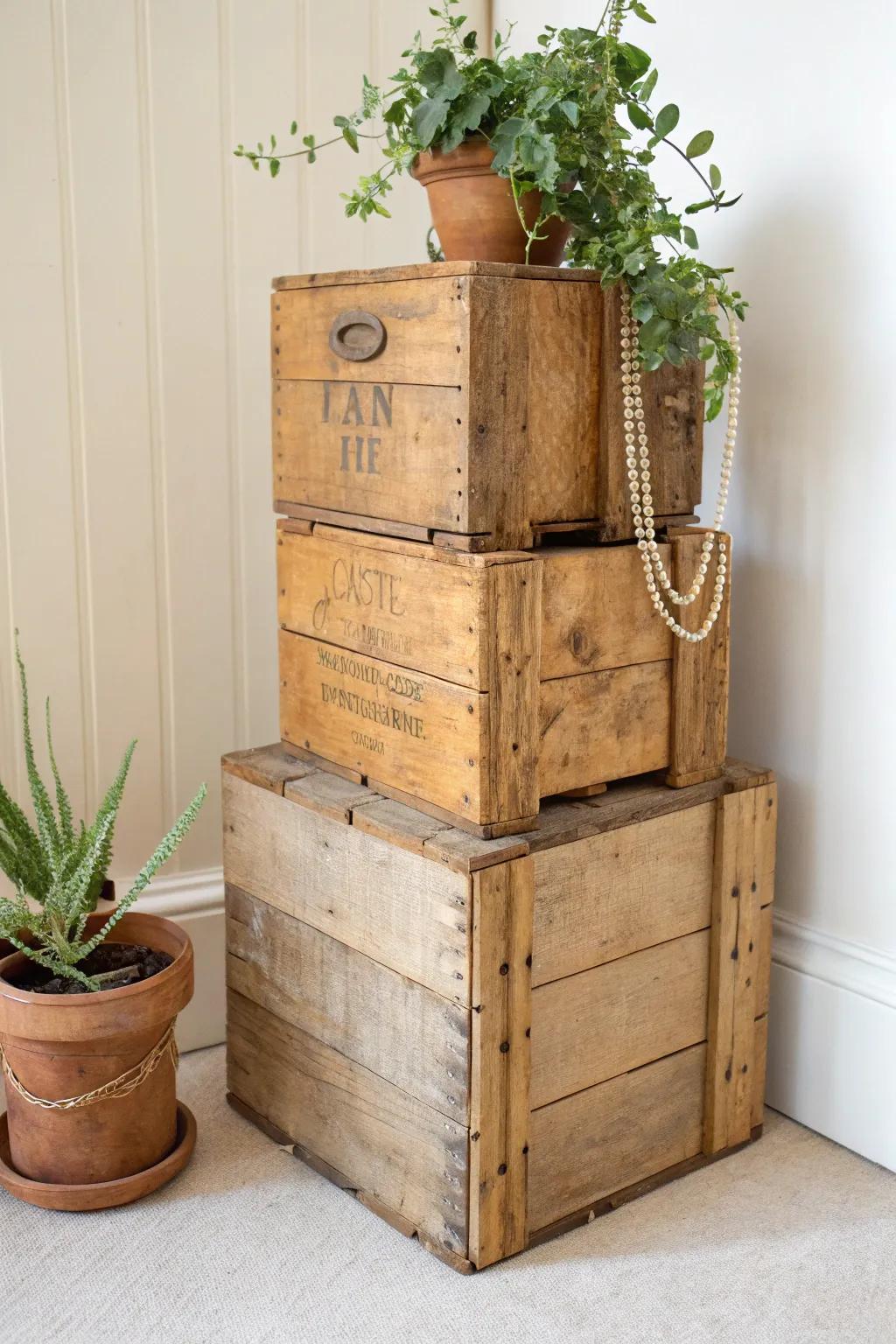 Stack vintage crates into a modular riser—flexible, space-saving, and booth-ready in minutes.