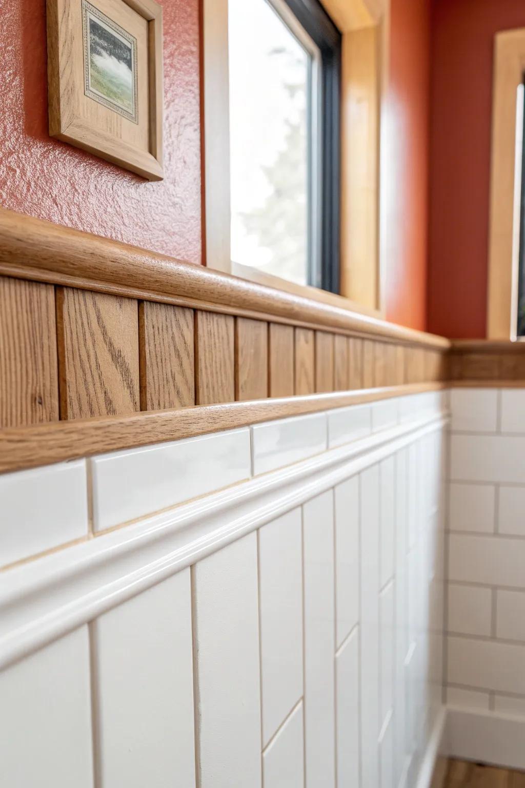 Half-wall zellige tile + bold paint above: splash-proof, airy, and perfect for tiny bathrooms.