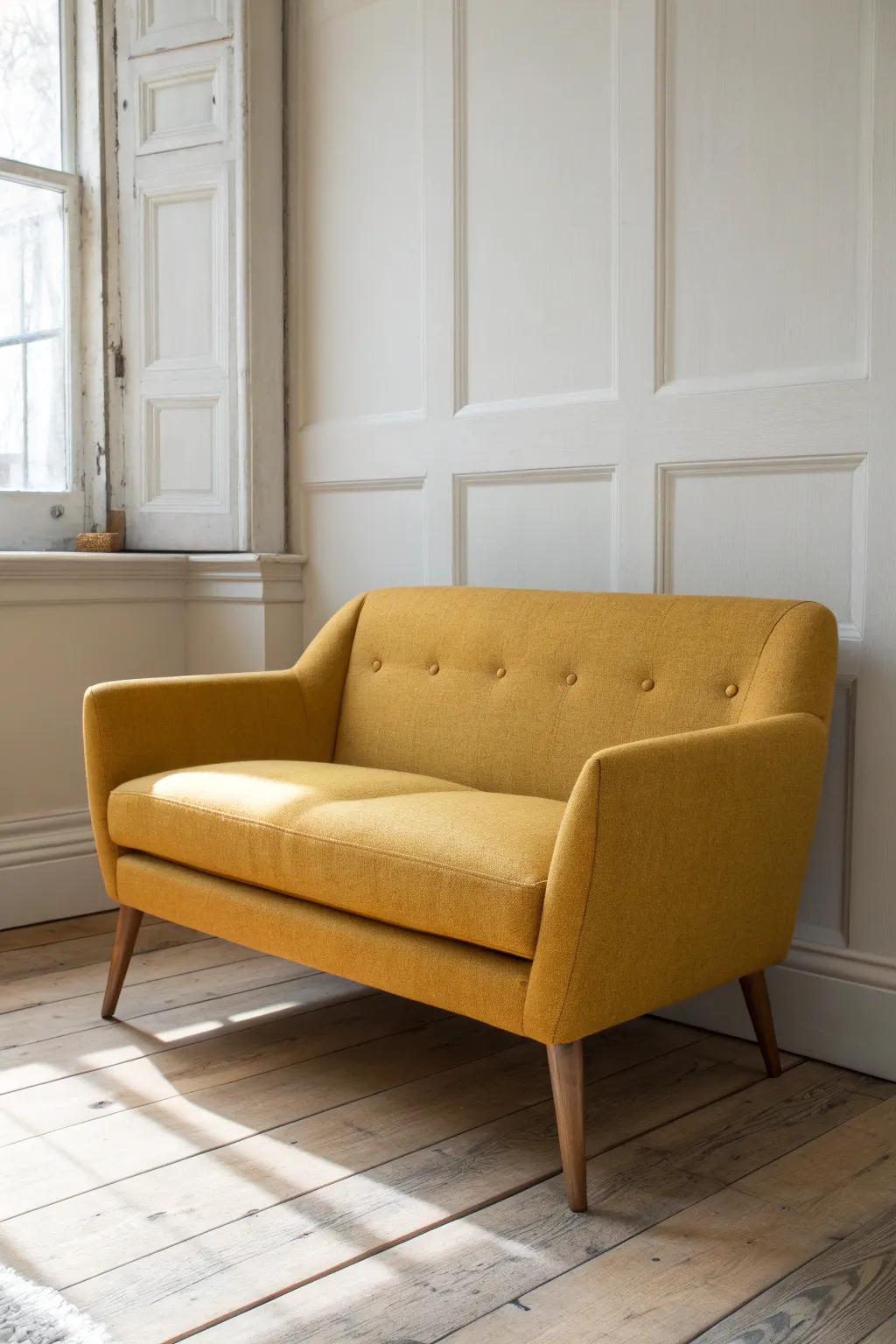 Pull the sofa forward a few inches—this floating look makes a small room feel intentional.