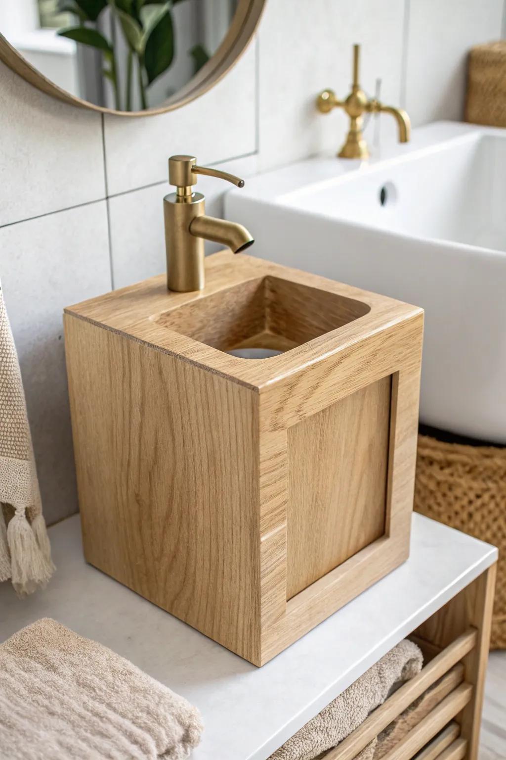 Back-corner bathroom block keeps plumbing tight and the tiny house living area wide open.