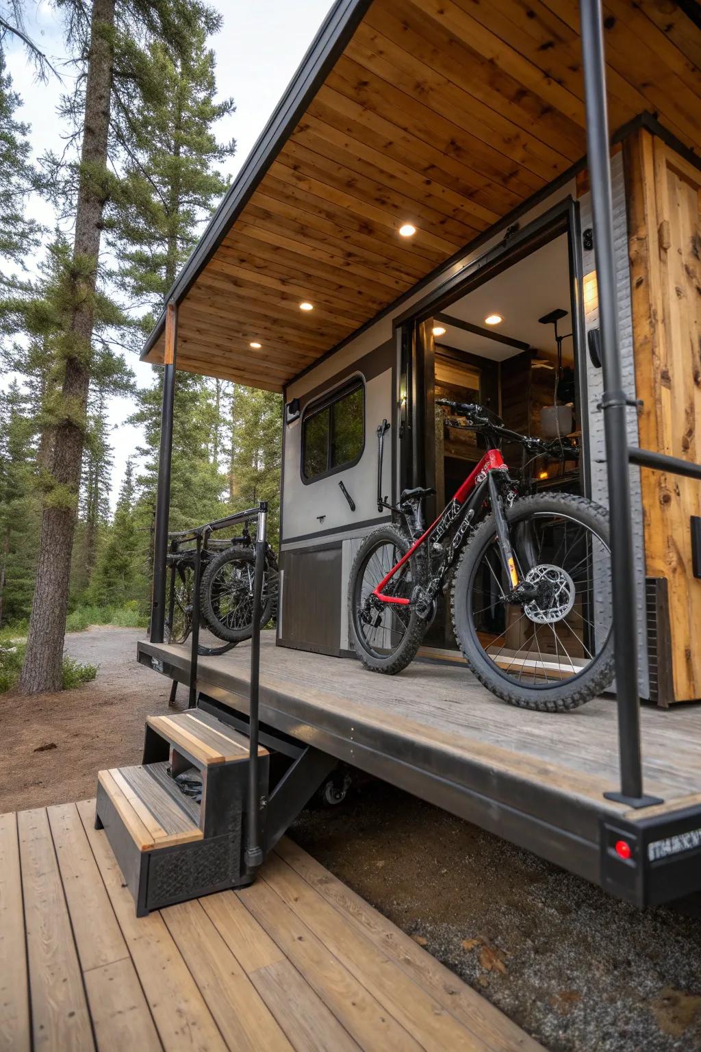 Elevate your adventure with a handcrafted modular porch that keeps your gear organized and ready for the next journey.