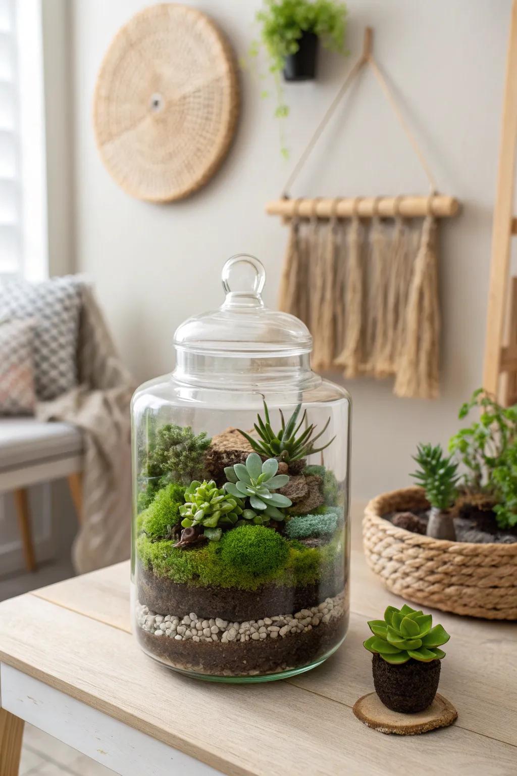 Transform everyday glass jars into enchanting mini-gardens—perfect gifts for plant enthusiasts who appreciate simplicity and natural beauty.