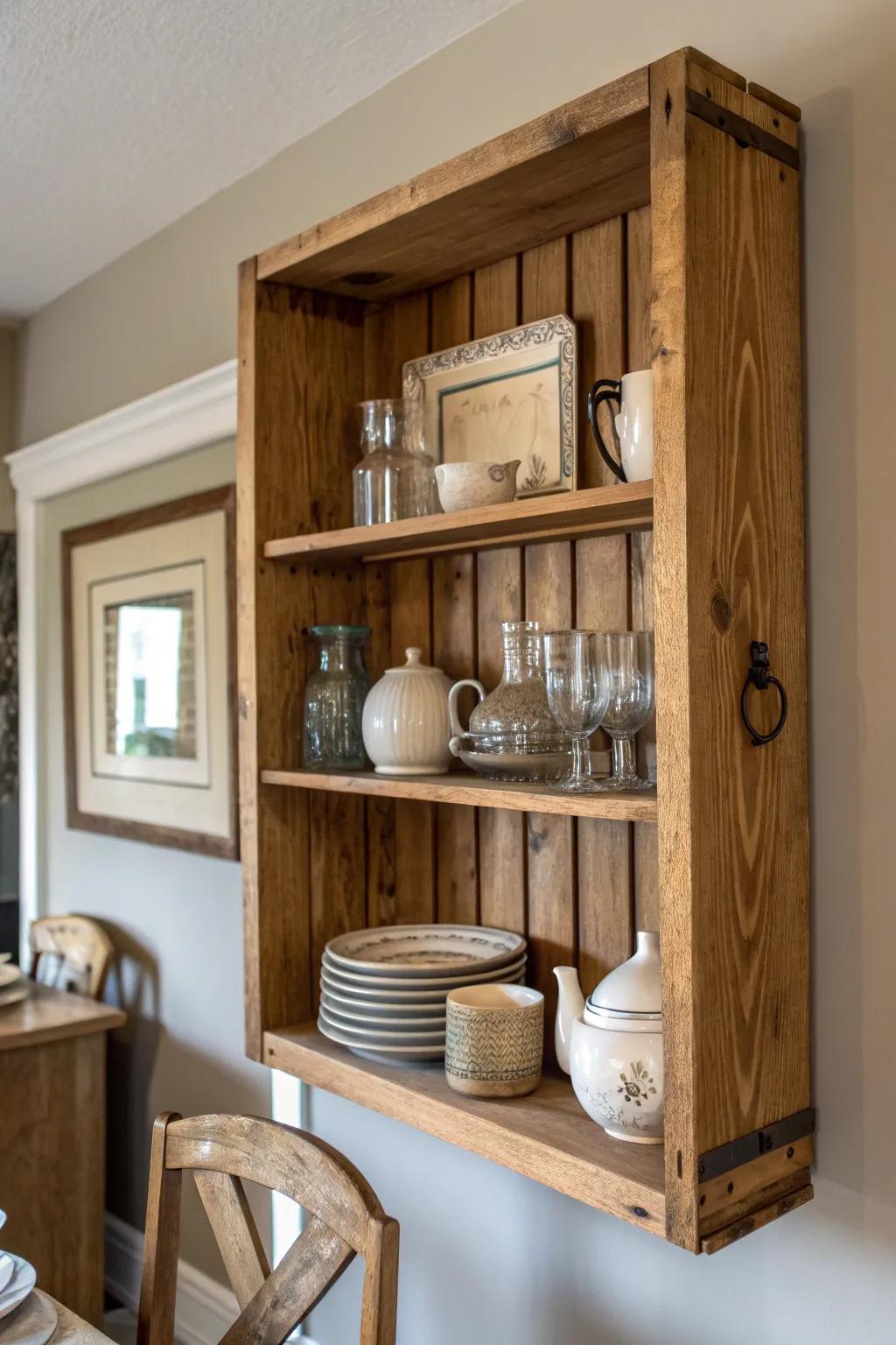 Elevate your dining room with the rustic elegance of handcrafted wooden crates.