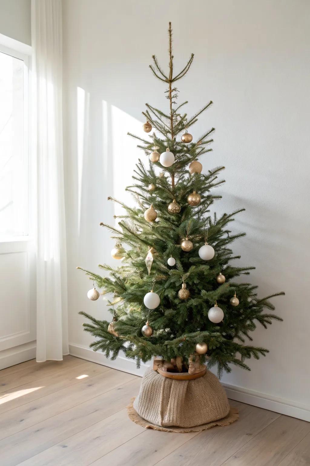 Ground your 4ft tree with oversized ornaments at the base and delicate accents up top.