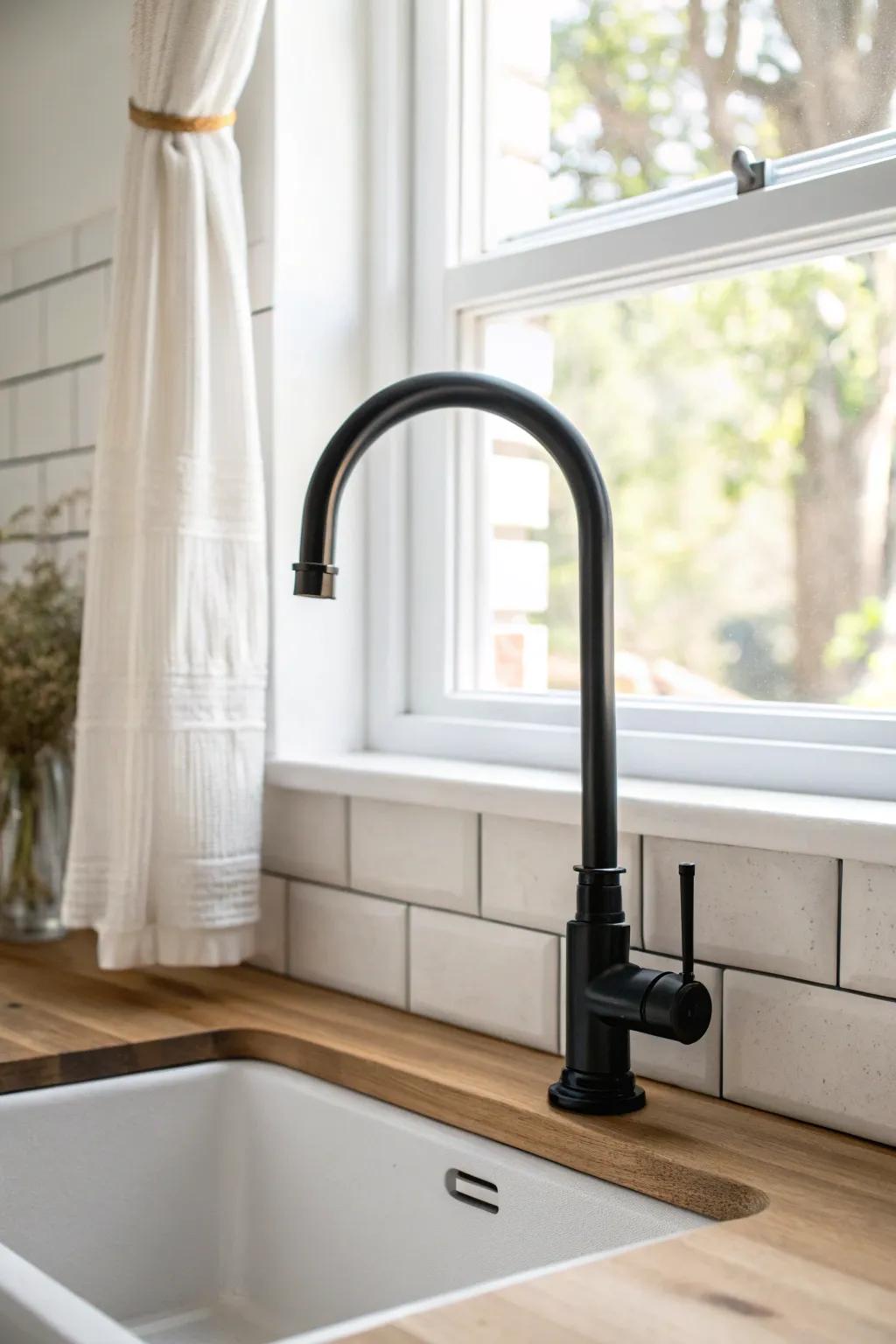A window-lit faucet moment—natural light makes even the smallest ADU kitchen feel bright and luxe.