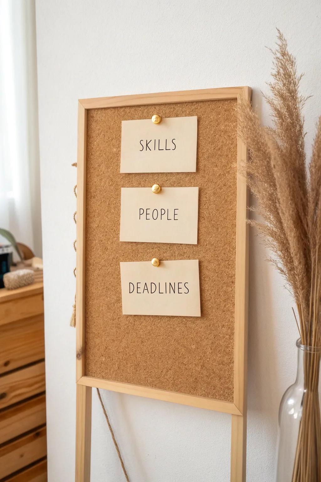 A minimalist “Next Steps” career board that turns goals into a clear, beautiful roadmap.