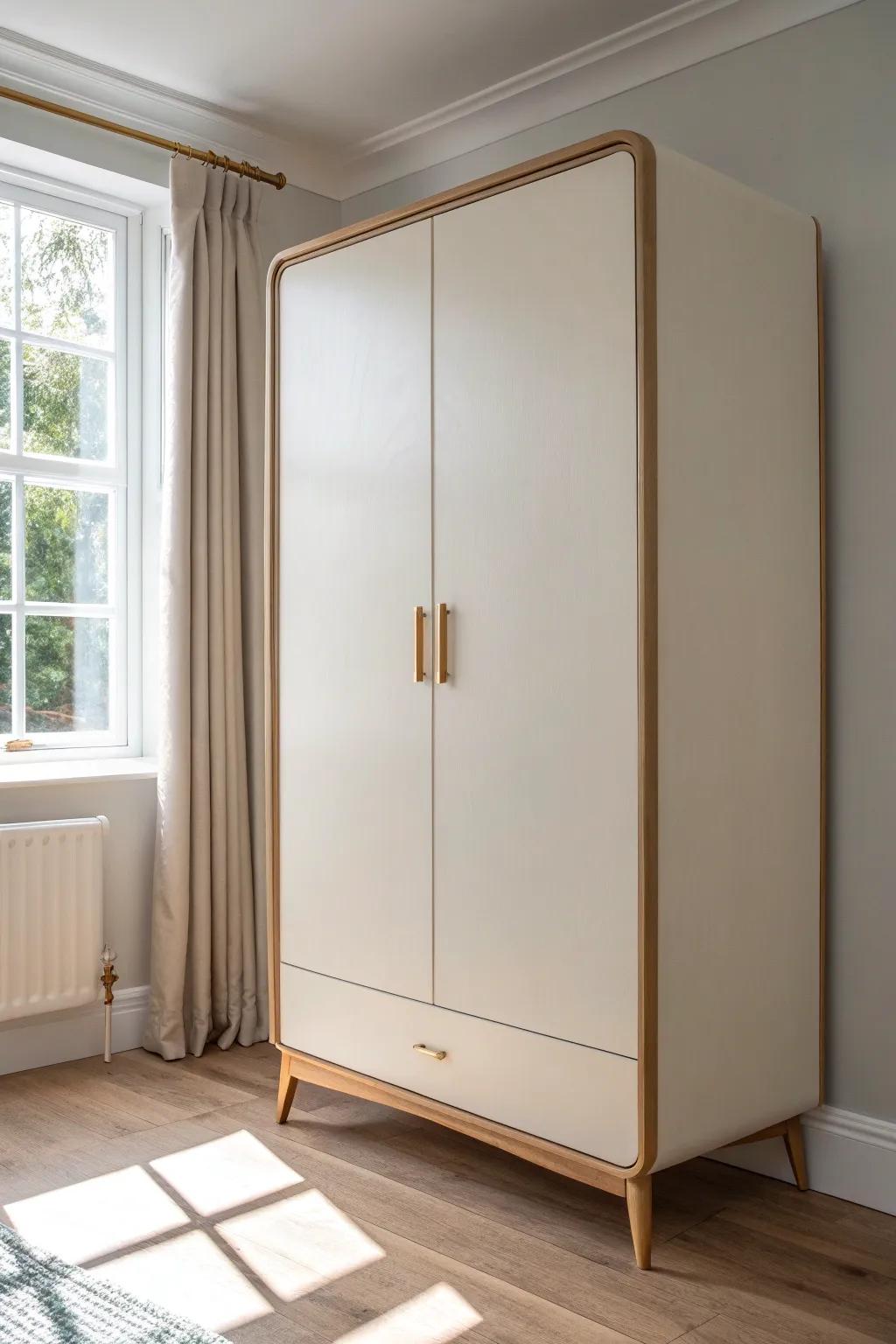 Light glossy wardrobes reflect daylight, making small bedrooms feel brighter and more spacious.