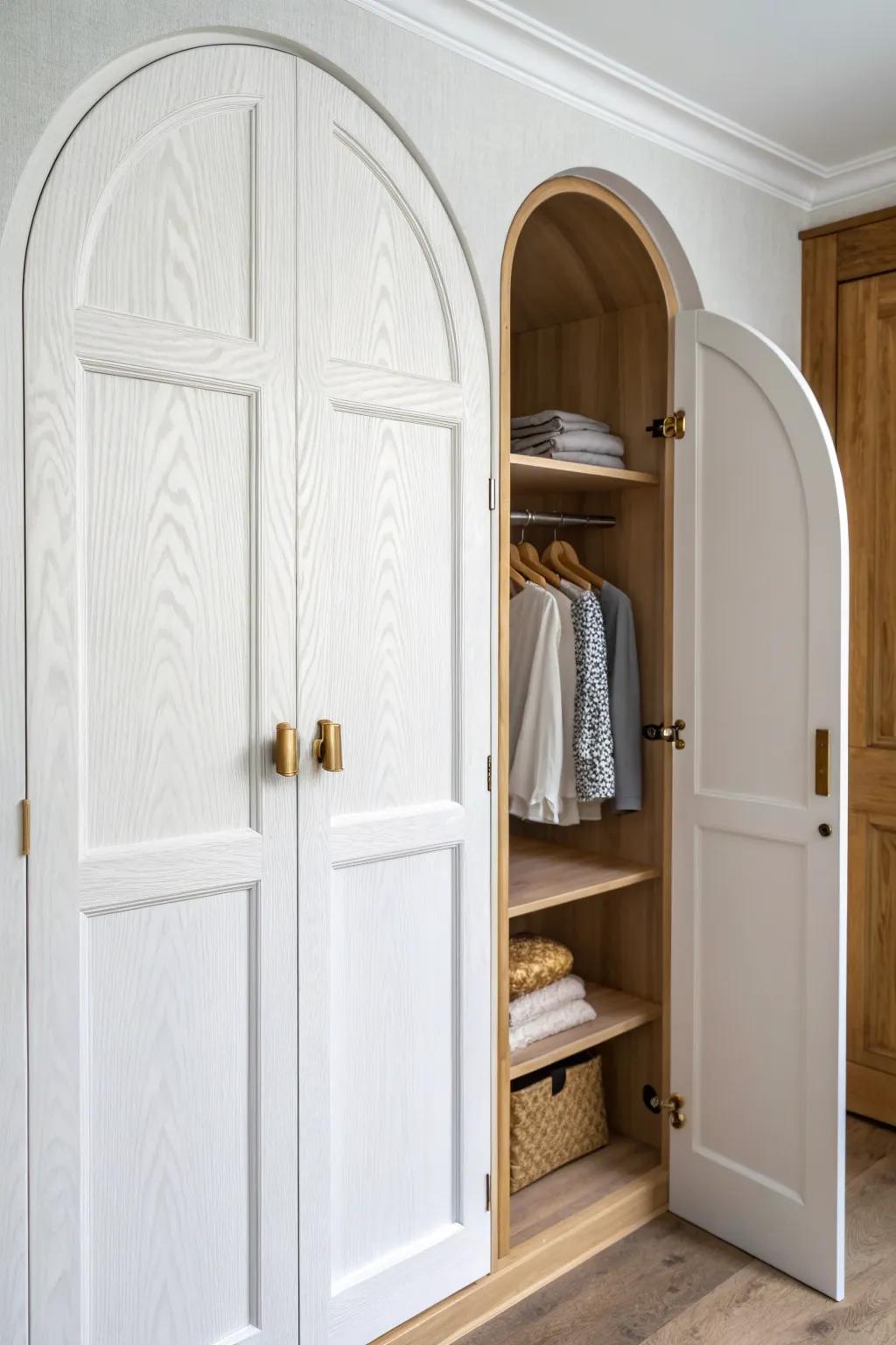 A tiny closet becomes a secret corner bar—close the doors and the mess disappears.