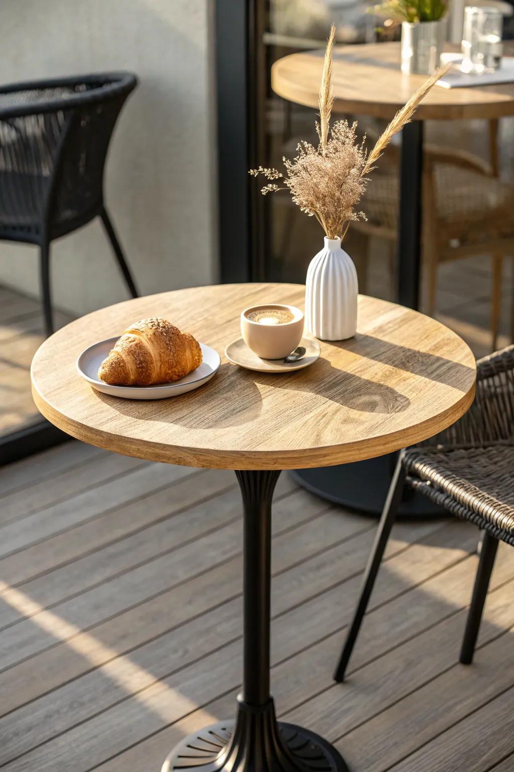 A tiny bistro table turns even the smallest deck into the sweetest breakfast spot.