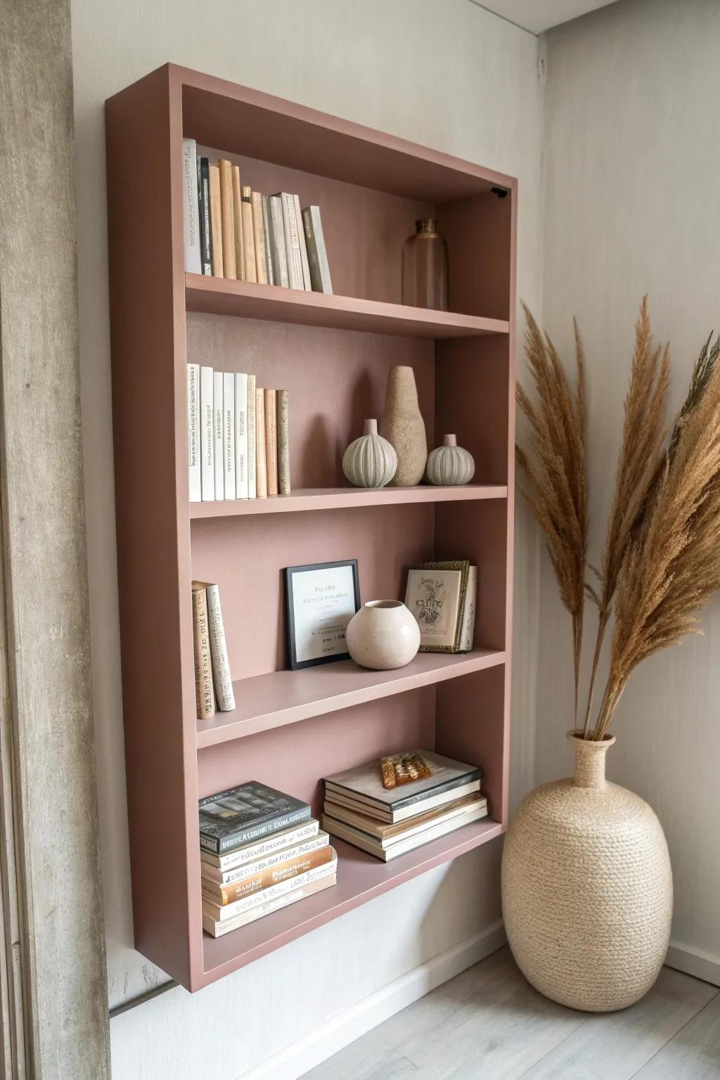 Color-drench your shelves to calm a busy book collection and make small rooms feel larger.