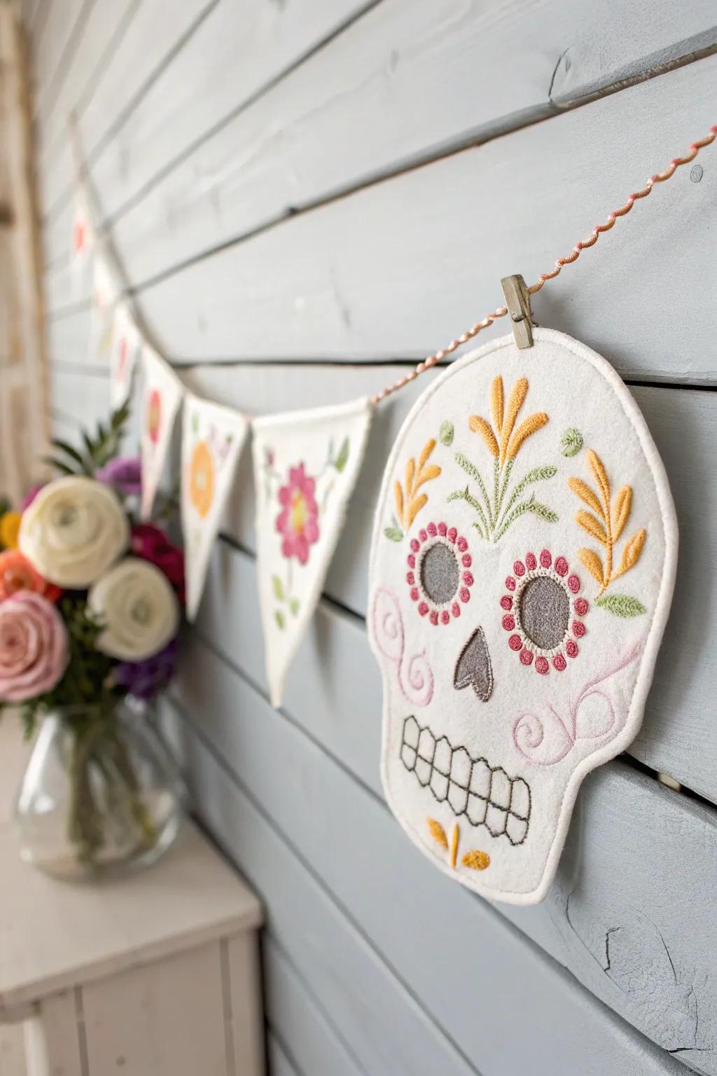 Add a touch of handcrafted elegance to your space with a charming sugar skull garland.