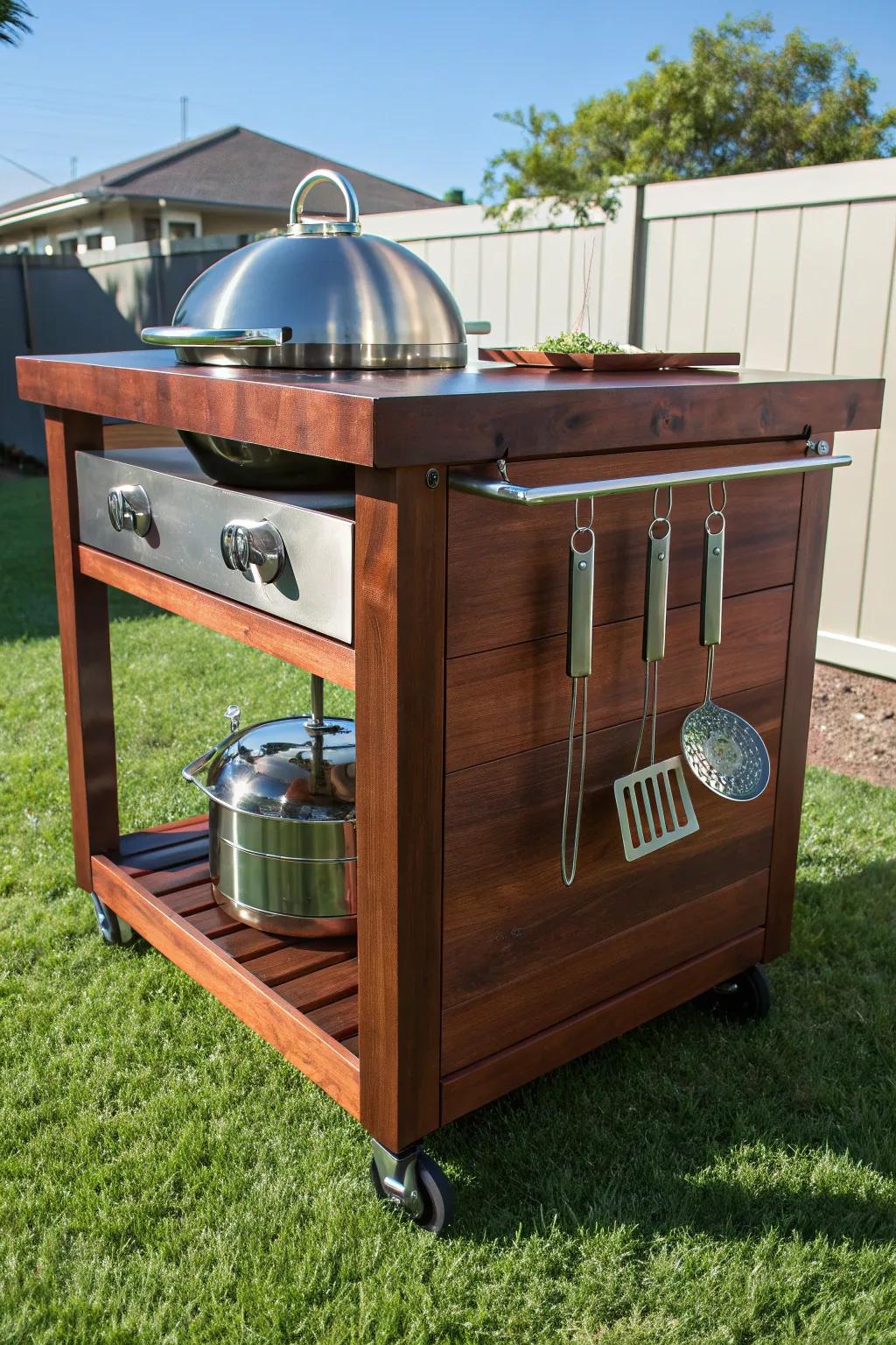 Elevate your grilling game with a DIY cart that's both stylish and functional—perfect for sun-chasing BBQ masters!