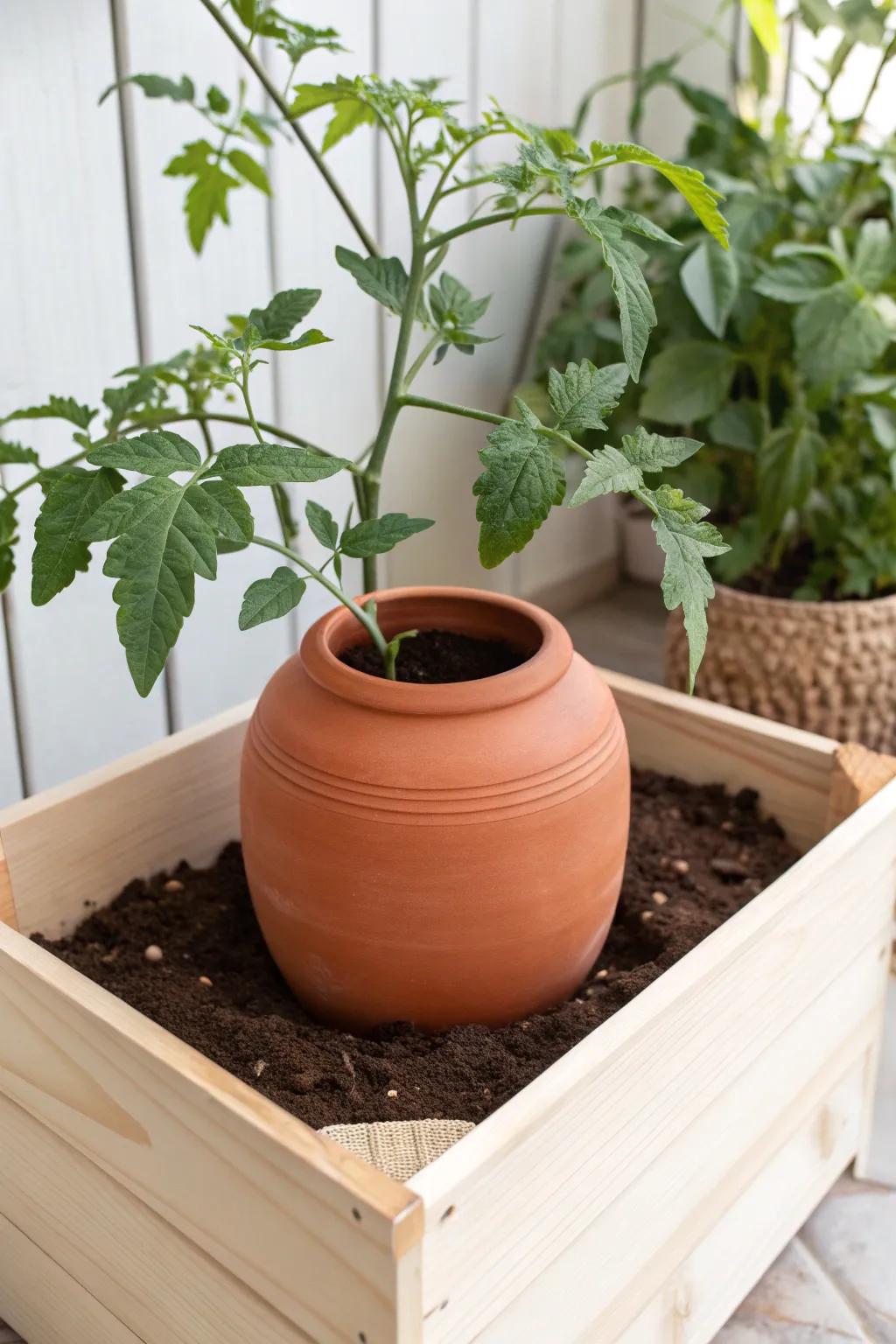 Embrace the simplicity of a self-watering garden with a touch of elegance. 🌿 #MinimalistGardening #BohoCharm