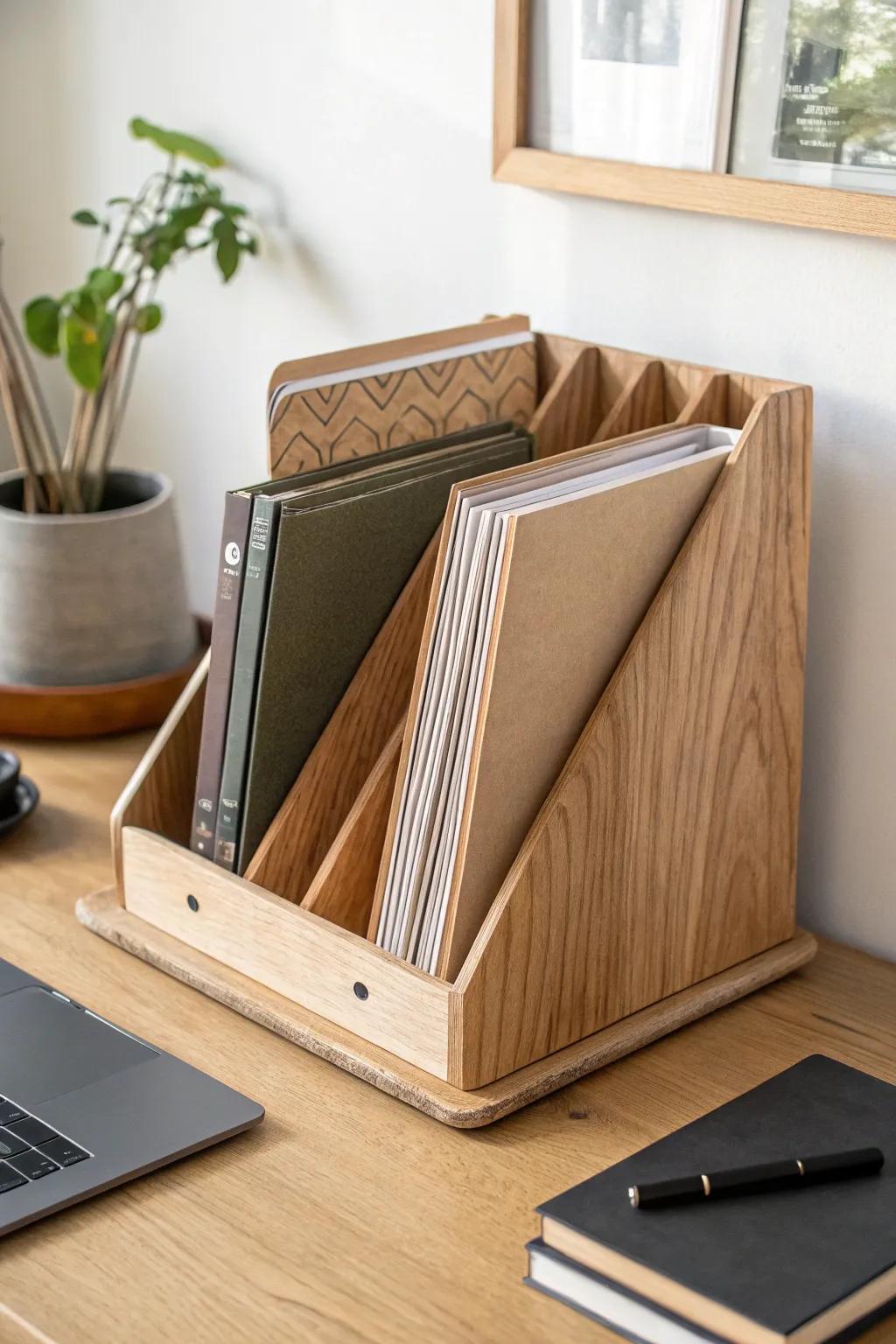 Keep dorm desks tidy: stand notebooks upright in a sleek file holder for instant order.