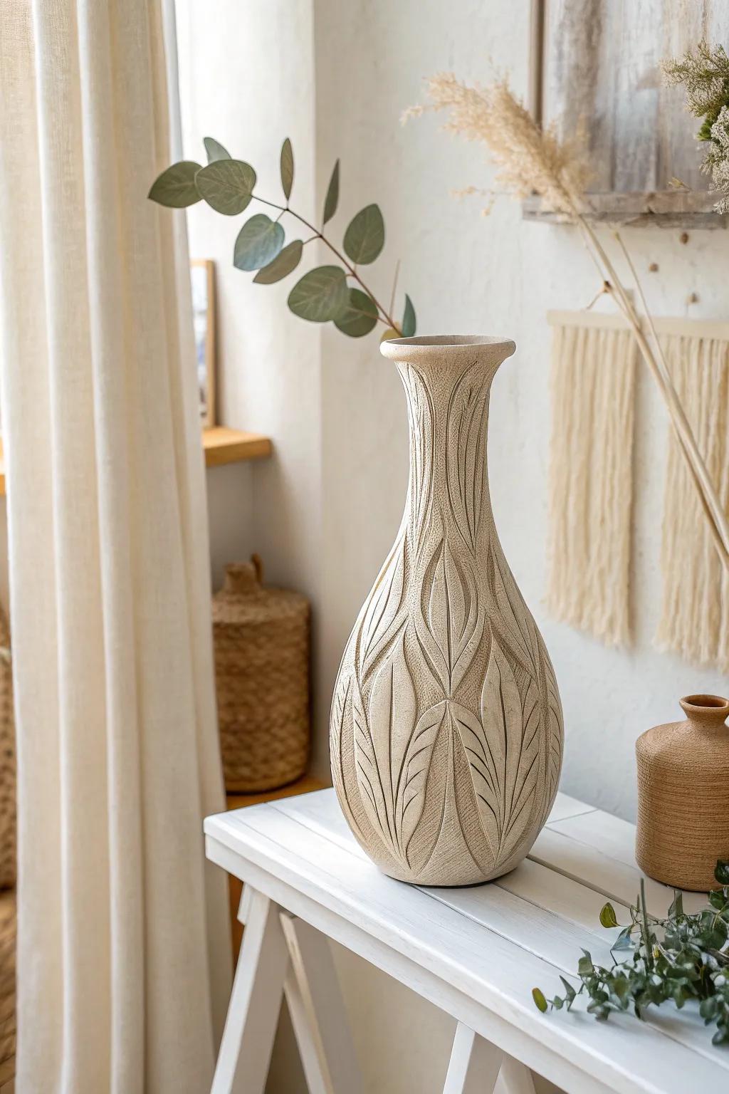 Bring rustic elegance into your space with faux wood texture ceramics—where minimalist design meets natural beauty.