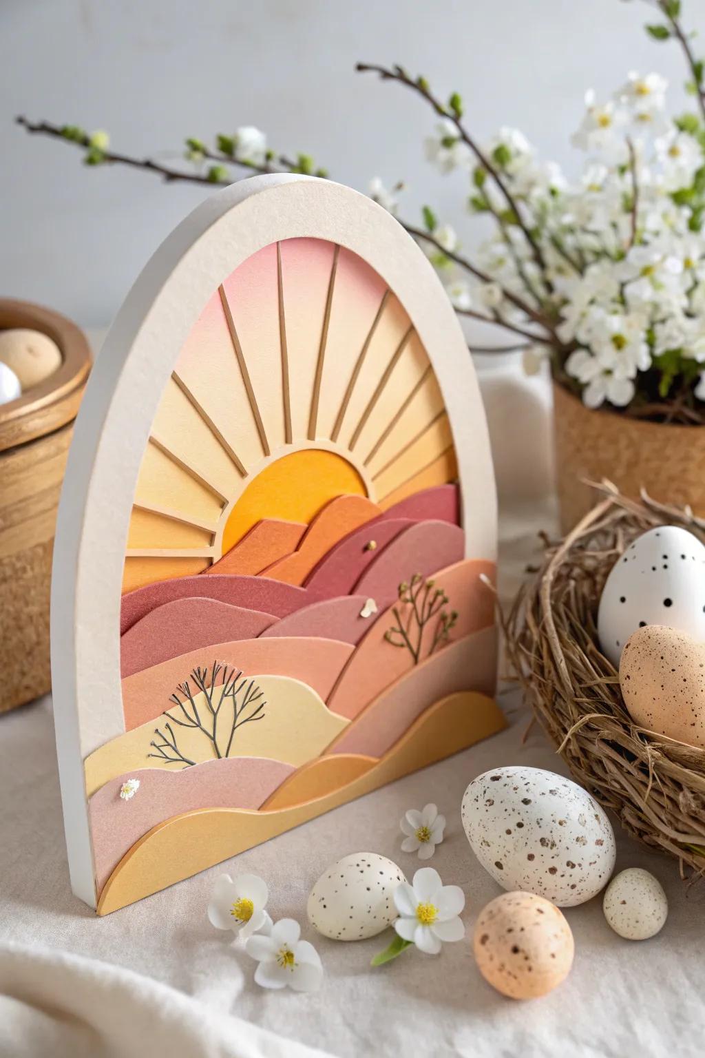 Capture the essence of Easter morning with this Sunset Resurrection paper craft—simplicity and beauty in every fold.