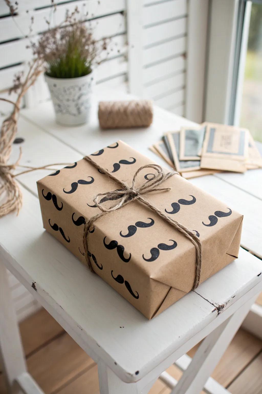 Add a playful twist to Father's Day with stylish mustache gift wrap!