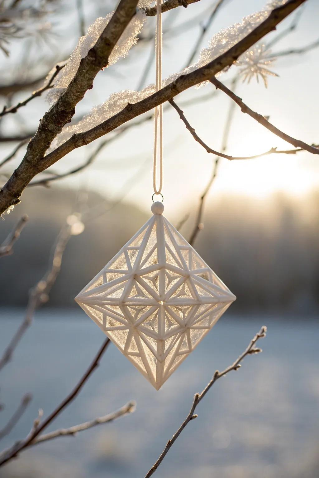 Ethereal Elegance: A handcrafted geometric ornament that captures light like a crystal.