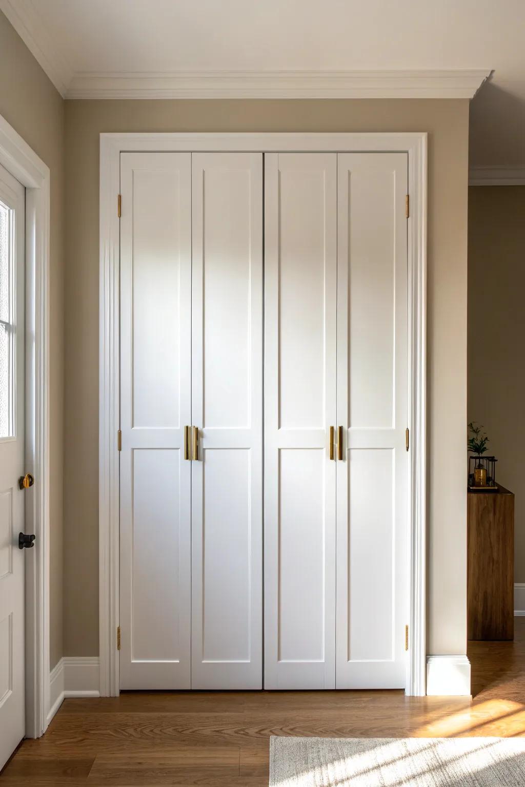 Painted bifold doors + modern pulls: an easy hallway closet refresh that feels custom.