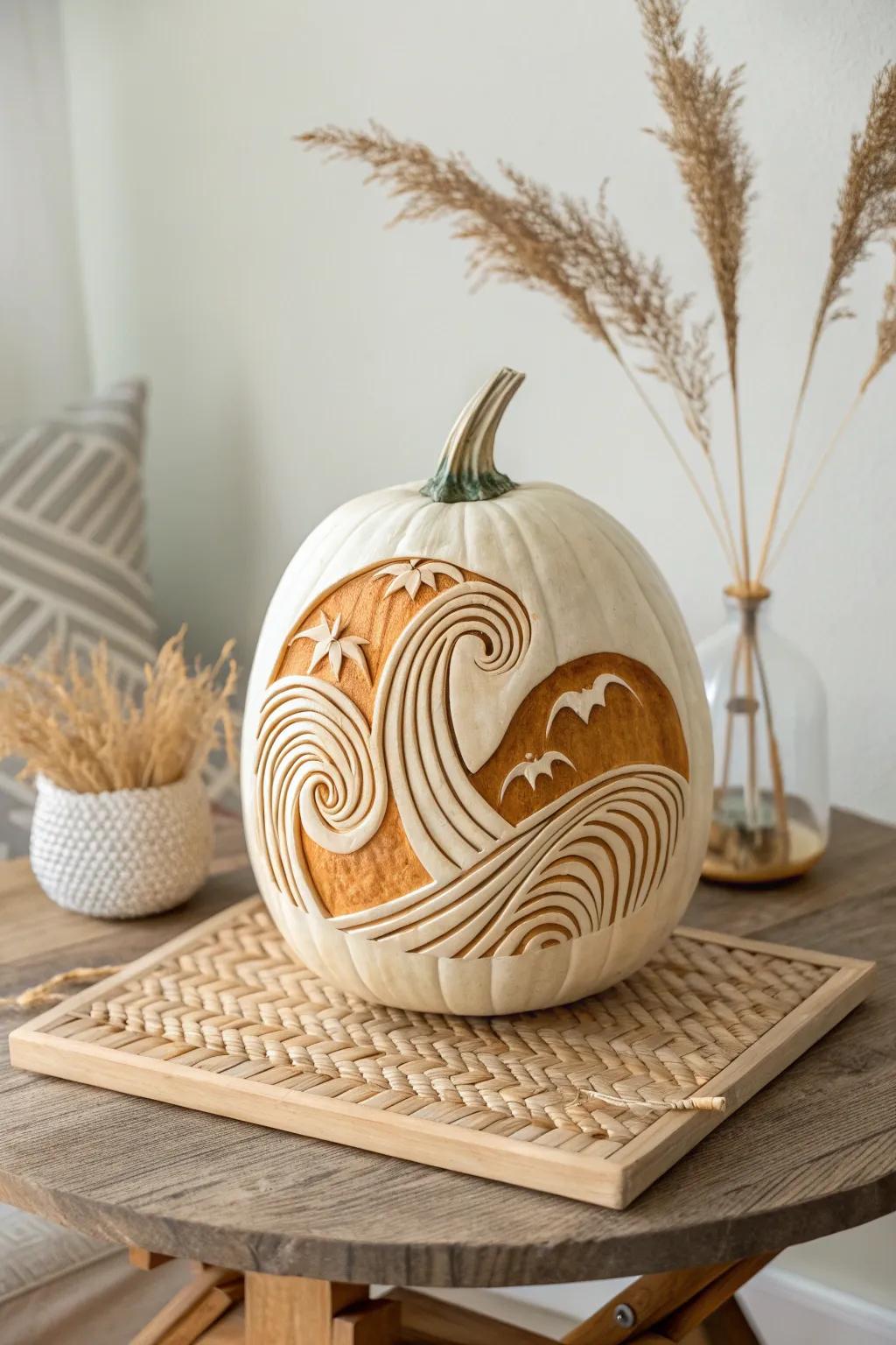 Ride the wave of creativity this fall with a pumpkin carving that brings the ocean to your doorstep.