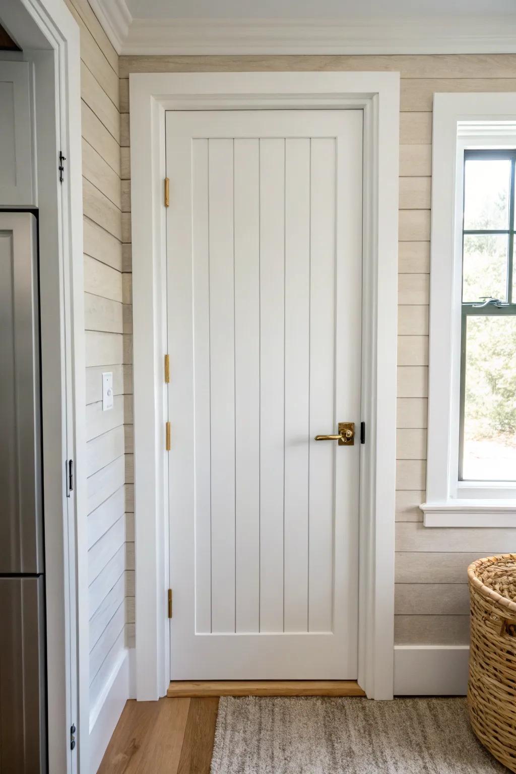 Shiplap paneling turns a furnace closet into a seamless, Pinterest-pretty wall moment.
