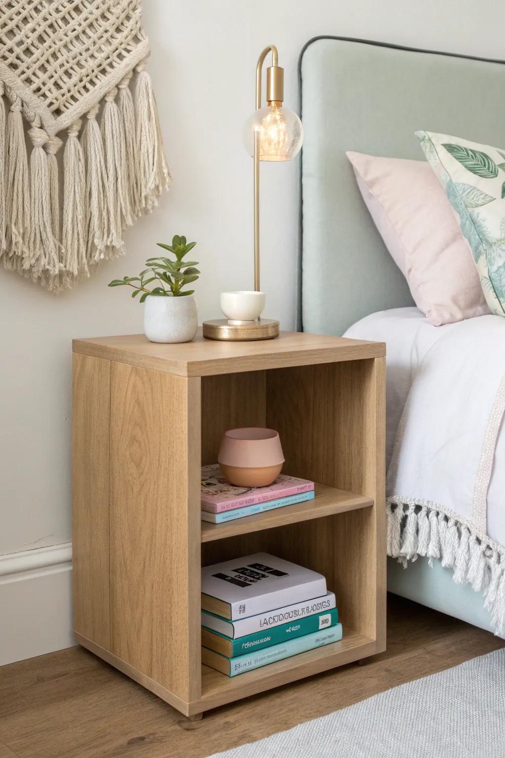 A nightstand bookshelf combo that keeps bedtime stories close—perfect for small kids’ bedrooms.