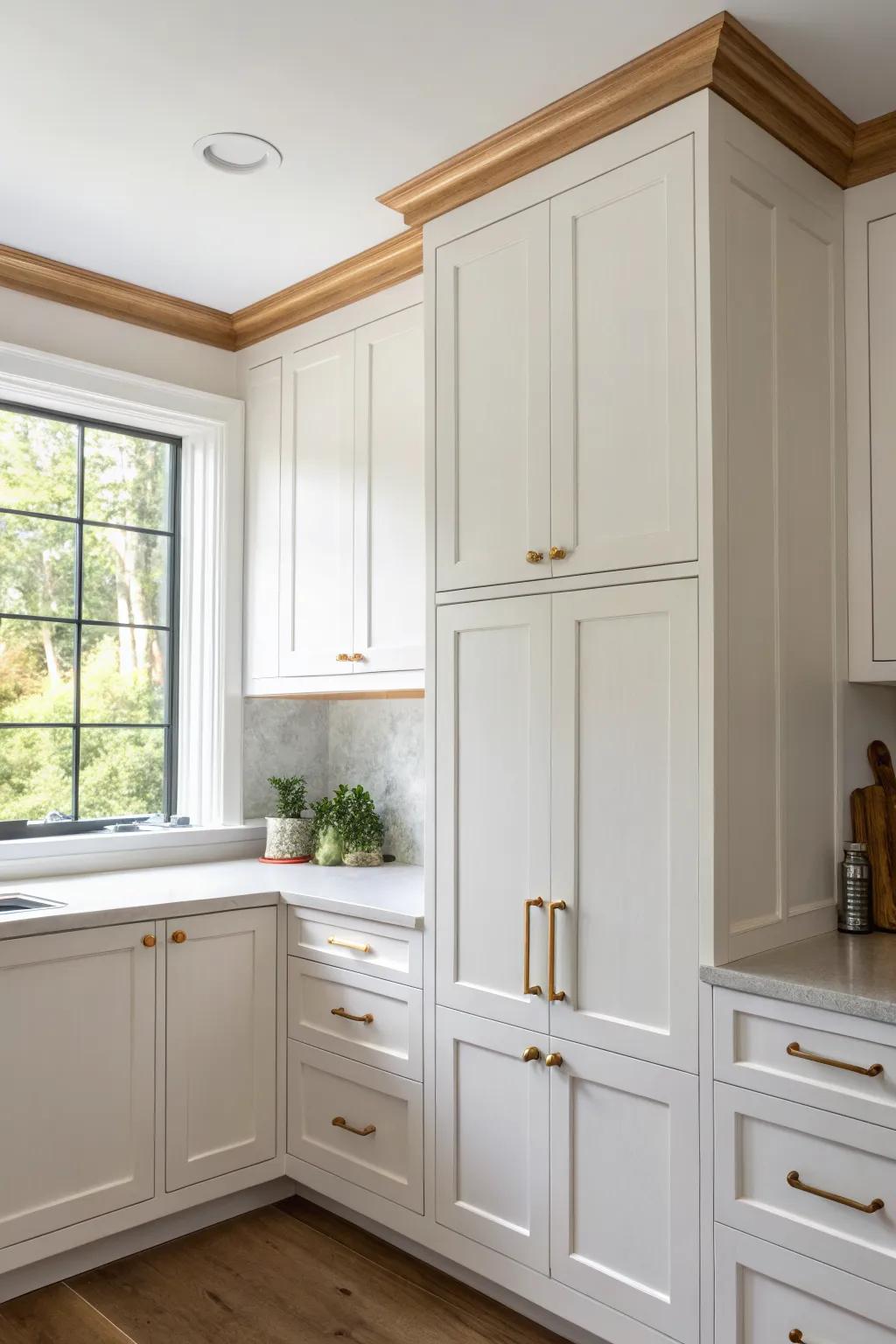 Wrap ceiling-height uppers around the corner for a longer, seamless, finished kitchen run.
