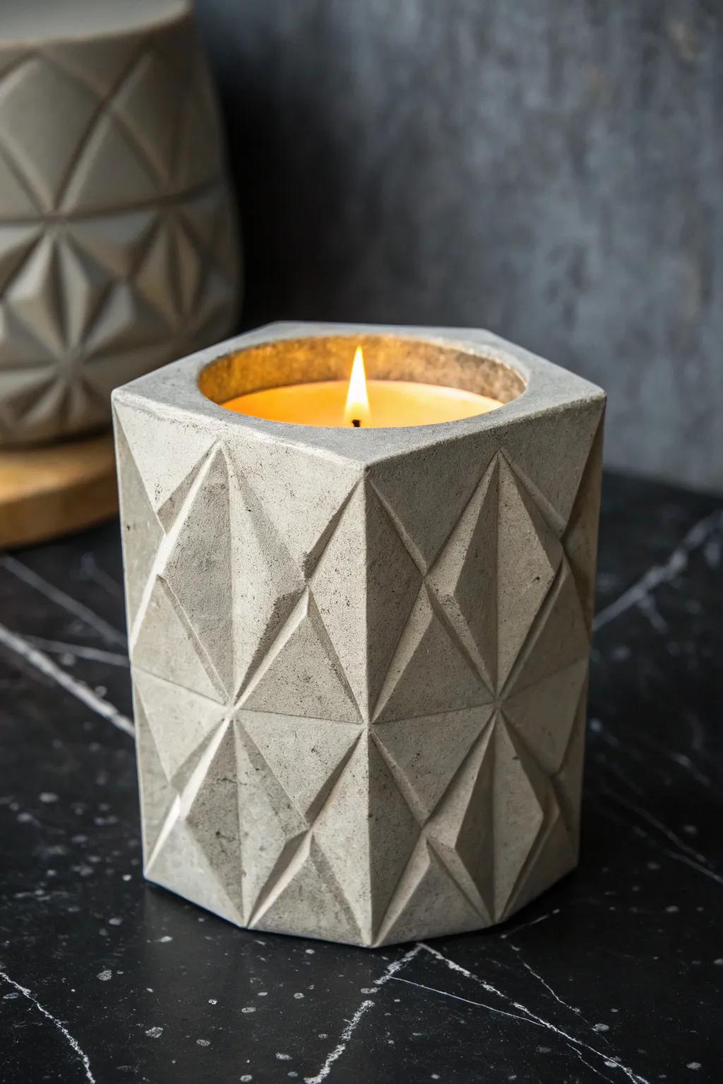 Illuminate your space with this handcrafted cement candle holder, where bold design meets cozy ambiance.