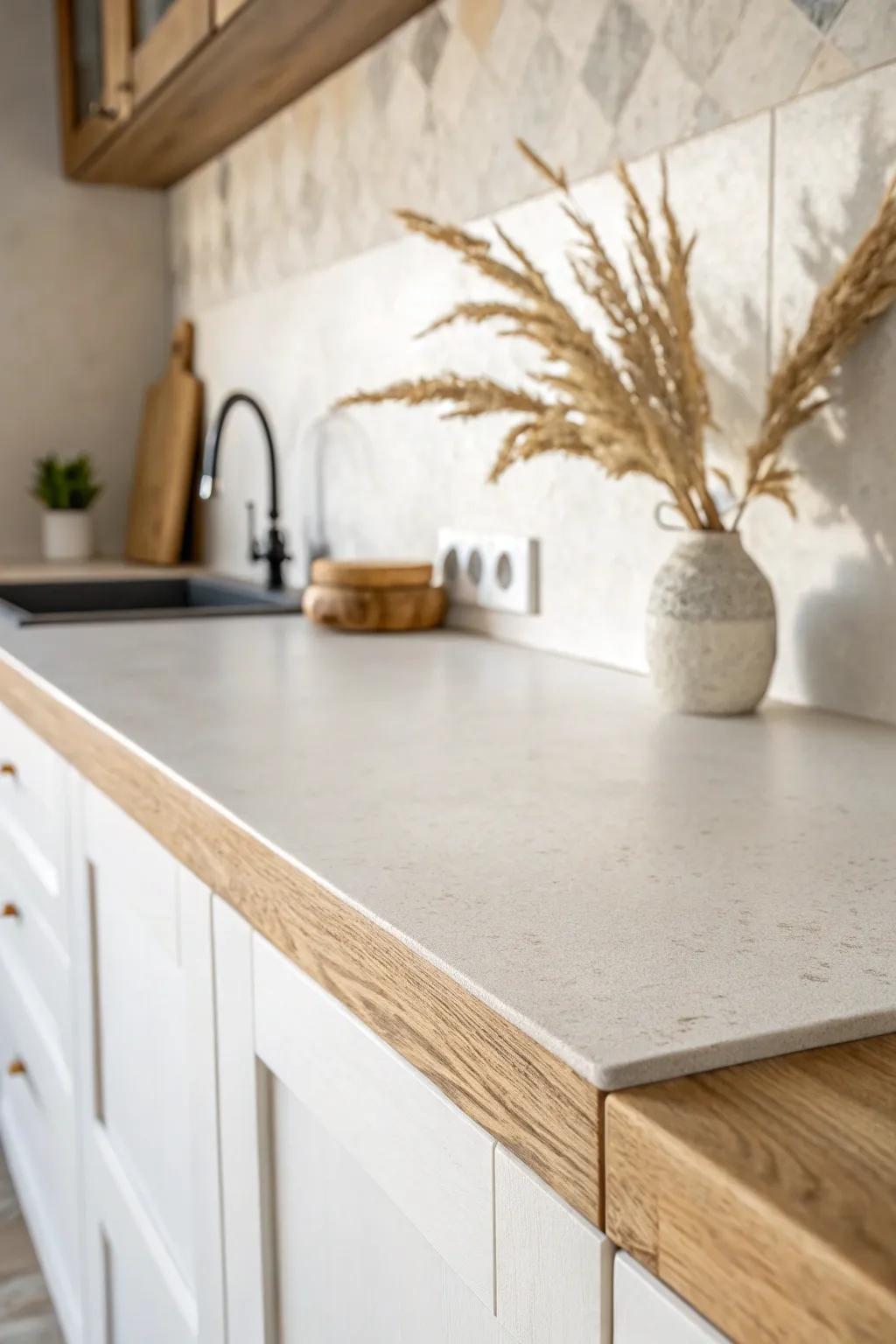 A seamless, light backsplash instantly makes a small kitchen feel calmer, cleaner, and brighter.
