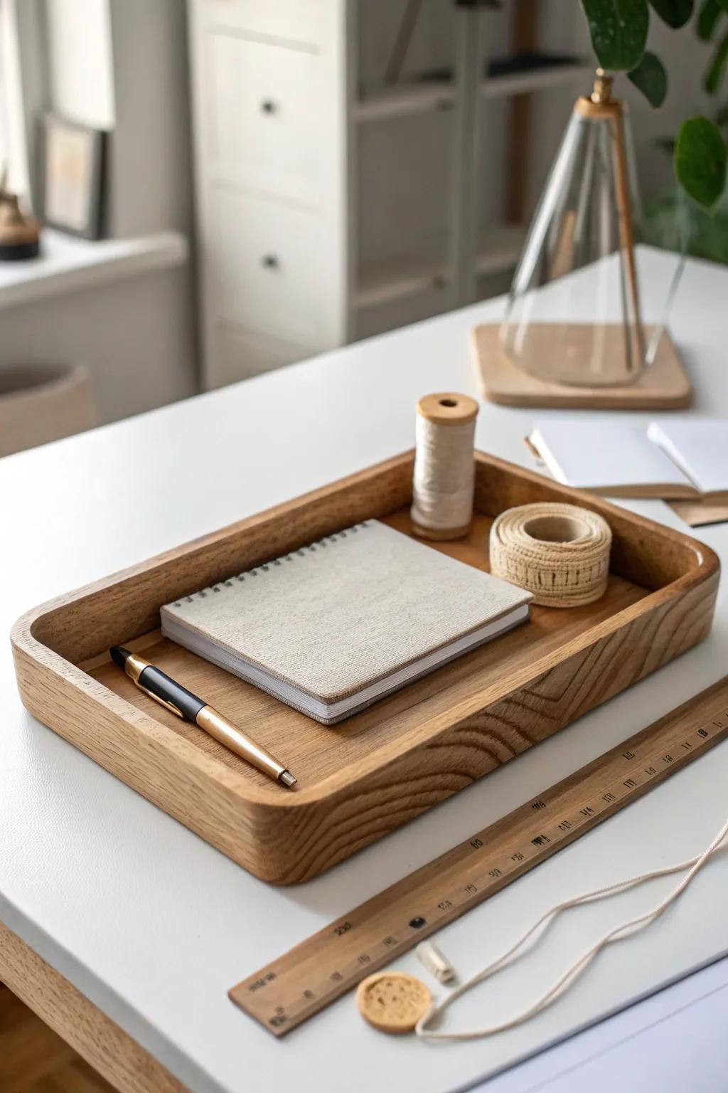 A pretty project tray that keeps craft tools tidy while your flex room stays modern.