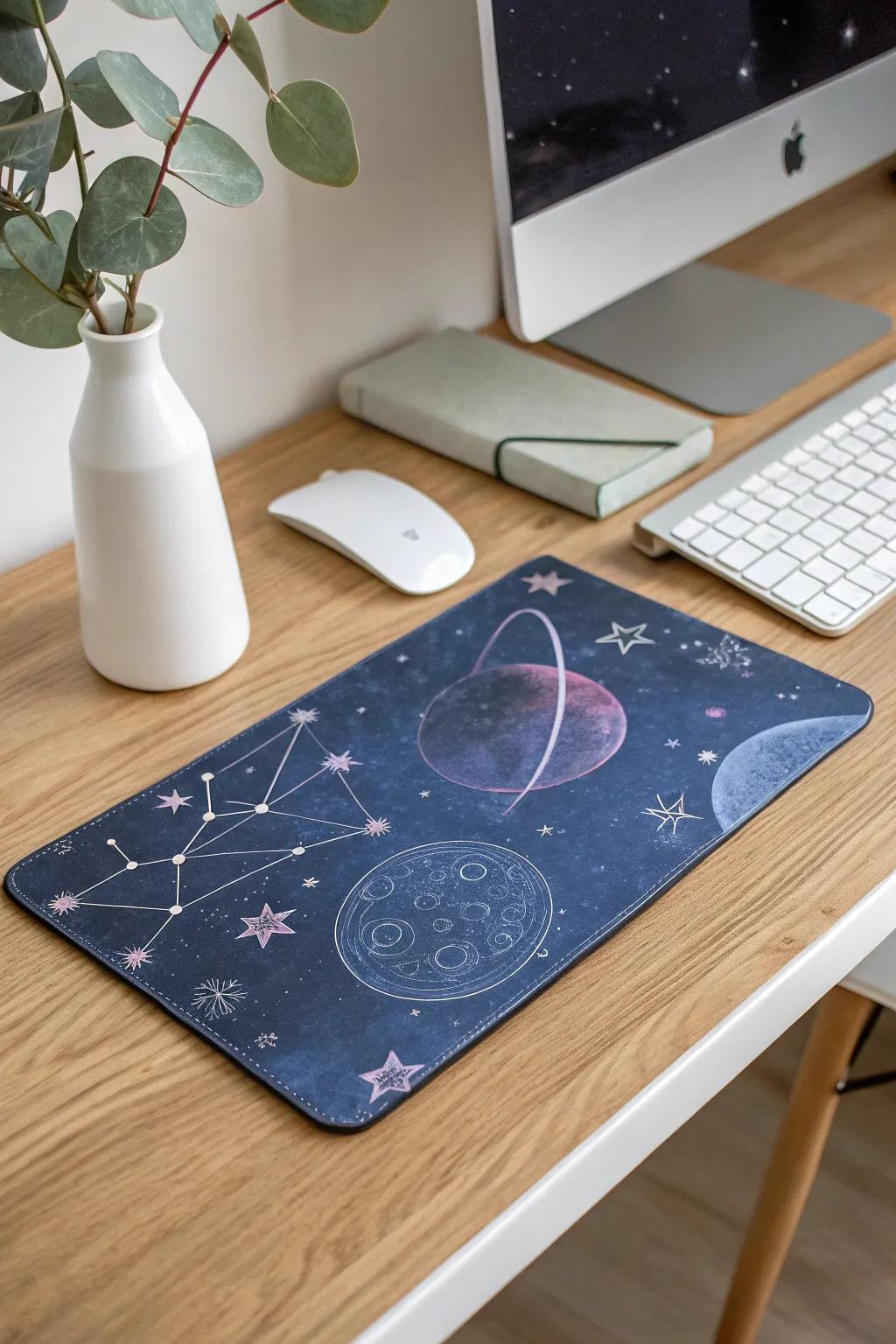 Elevate your workspace with a touch of cosmic wonder. 🌌✨ #MinimalistDesign #ScandinavianStyle #BohoVibes