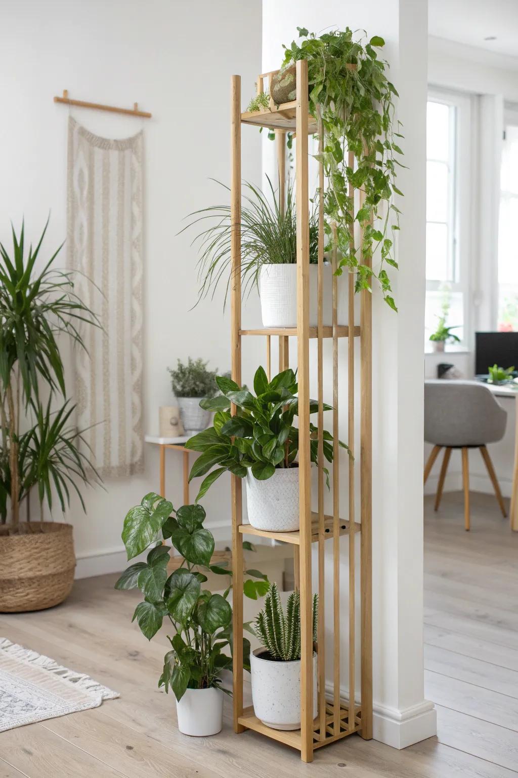 A tall plant wall divider that adds privacy and calm—minimal, airy, and beautifully green.