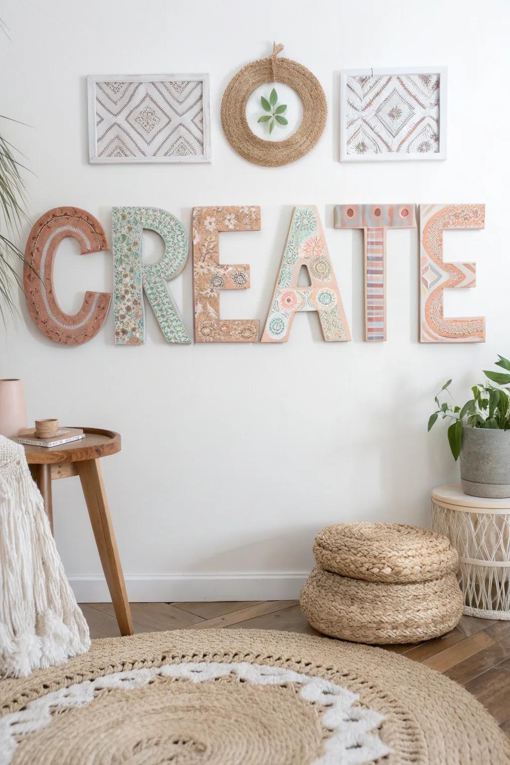 Inspire your space with beautifully crafted letter art. #CREATE #MinimalistDecor #BohoChic