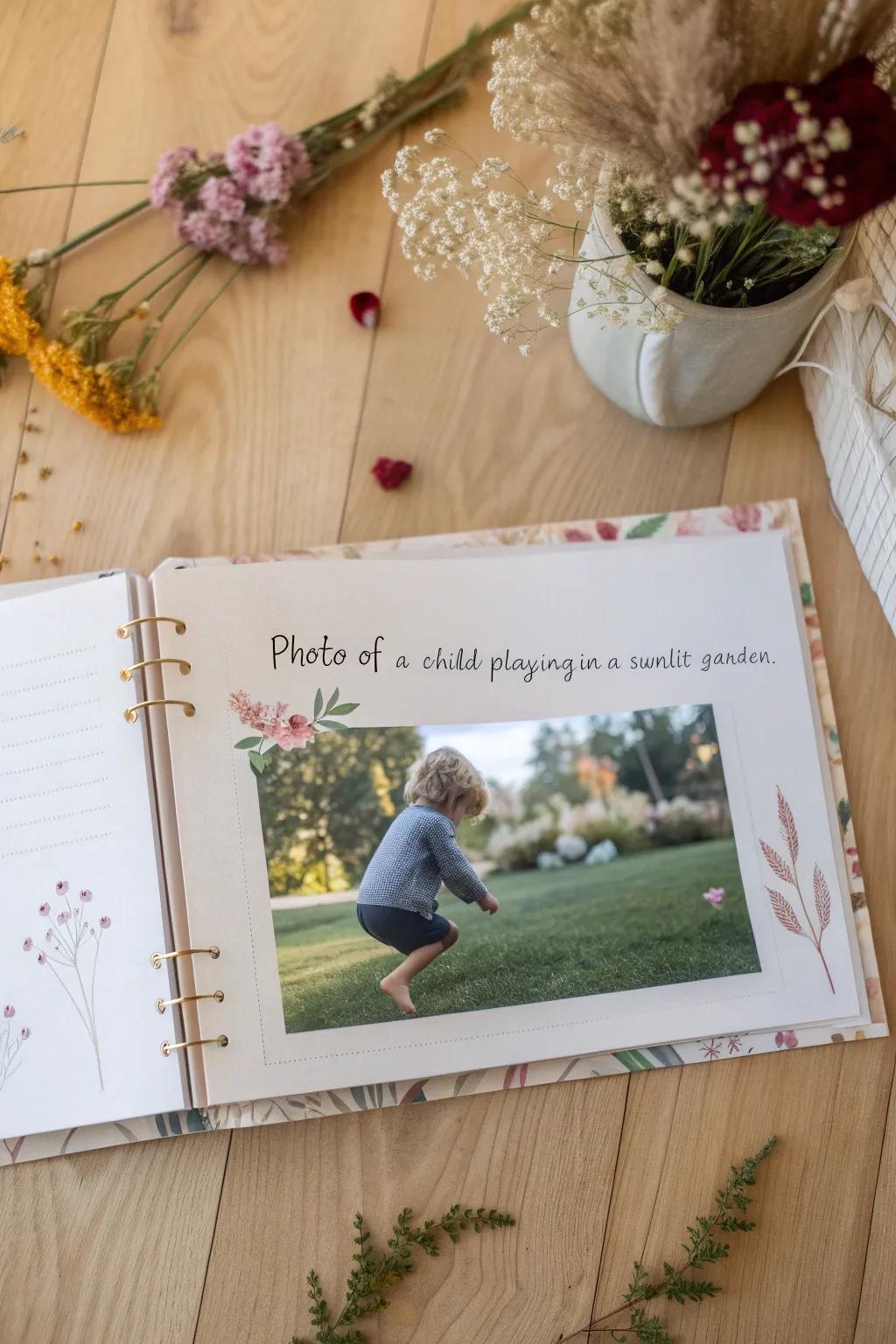 Crafting Memories: A personalized scrapbook page blending simplicity and natural charm.