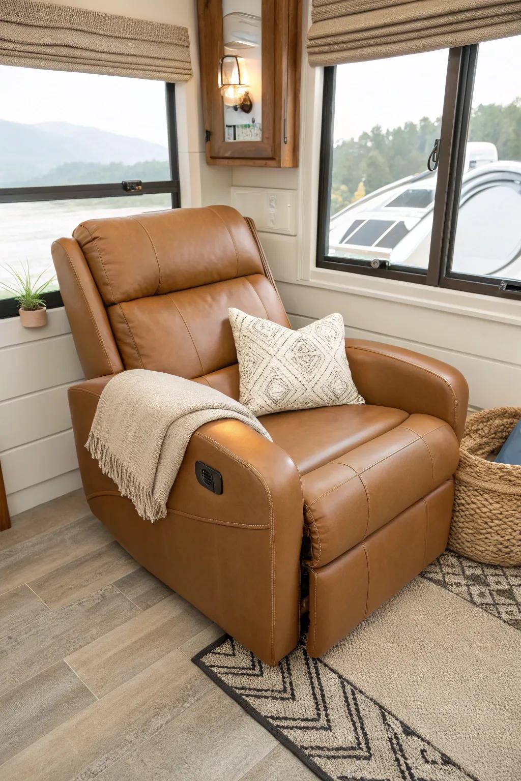 Swap your RV couch for compact theater seating—luxe comfort without the bulky footprint.