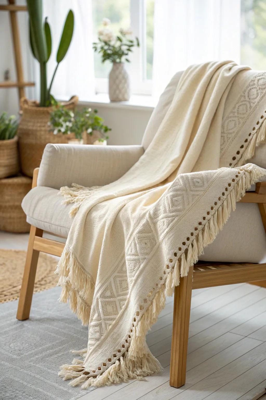Wrap yourself in warmth and style with this handcrafted fleece throw blanket, perfect for cozy evenings in your minimalist haven.