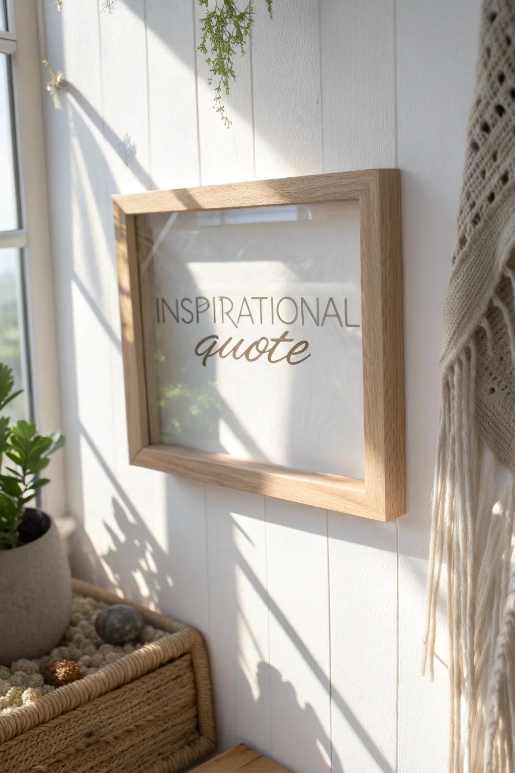 Let the words of wisdom shine through with this elegantly etched shadow box, perfect for adding a touch of inspiration to your minimalist decor.