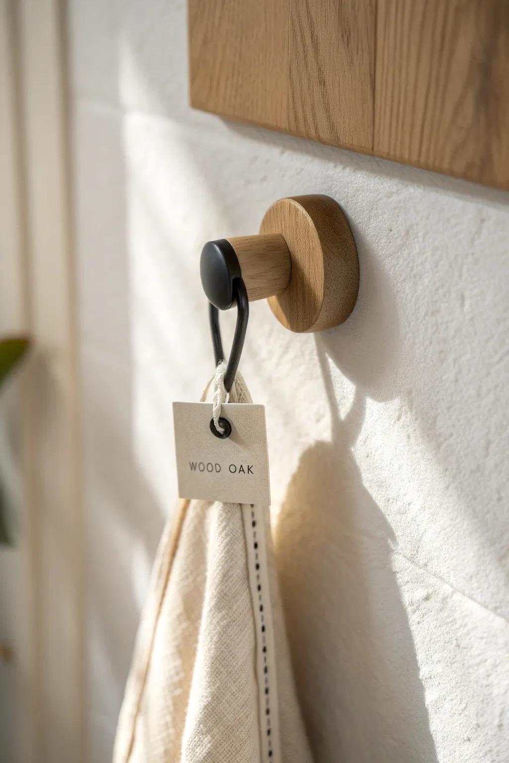 A single labeled hook gives everyone their own towel spot—no overlap, no damp drama.