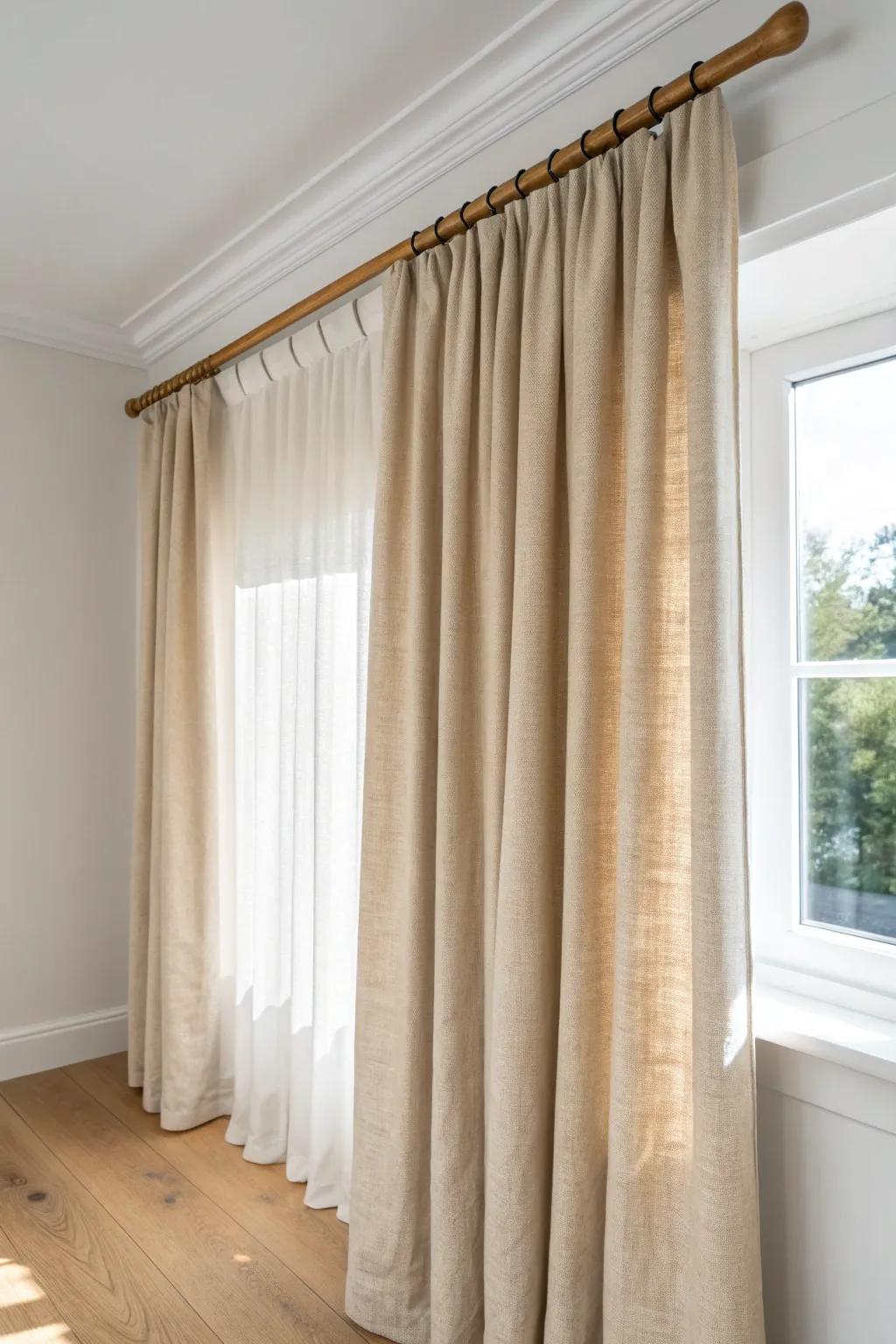 Hang curtains high and wide to instantly make windows look taller and more polished.