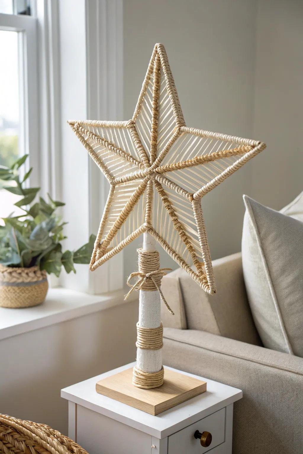 Go grand on a slim tree—an oversized star topper adds instant height and balance.
