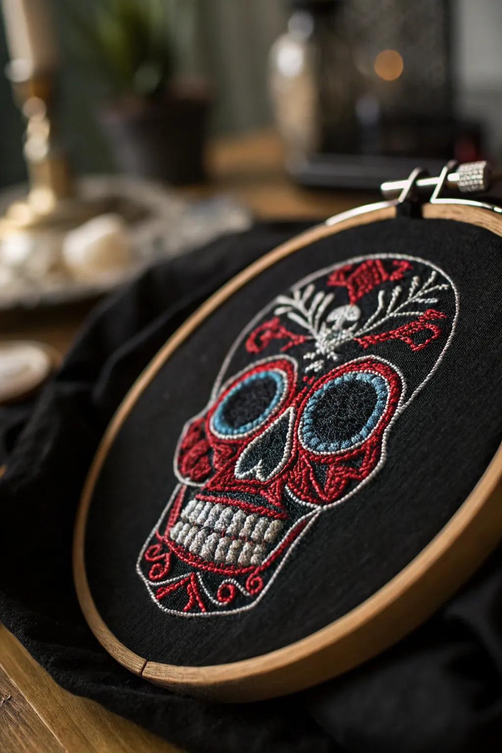 Elevate your craft with skull embroidery that combines elegance with edge.