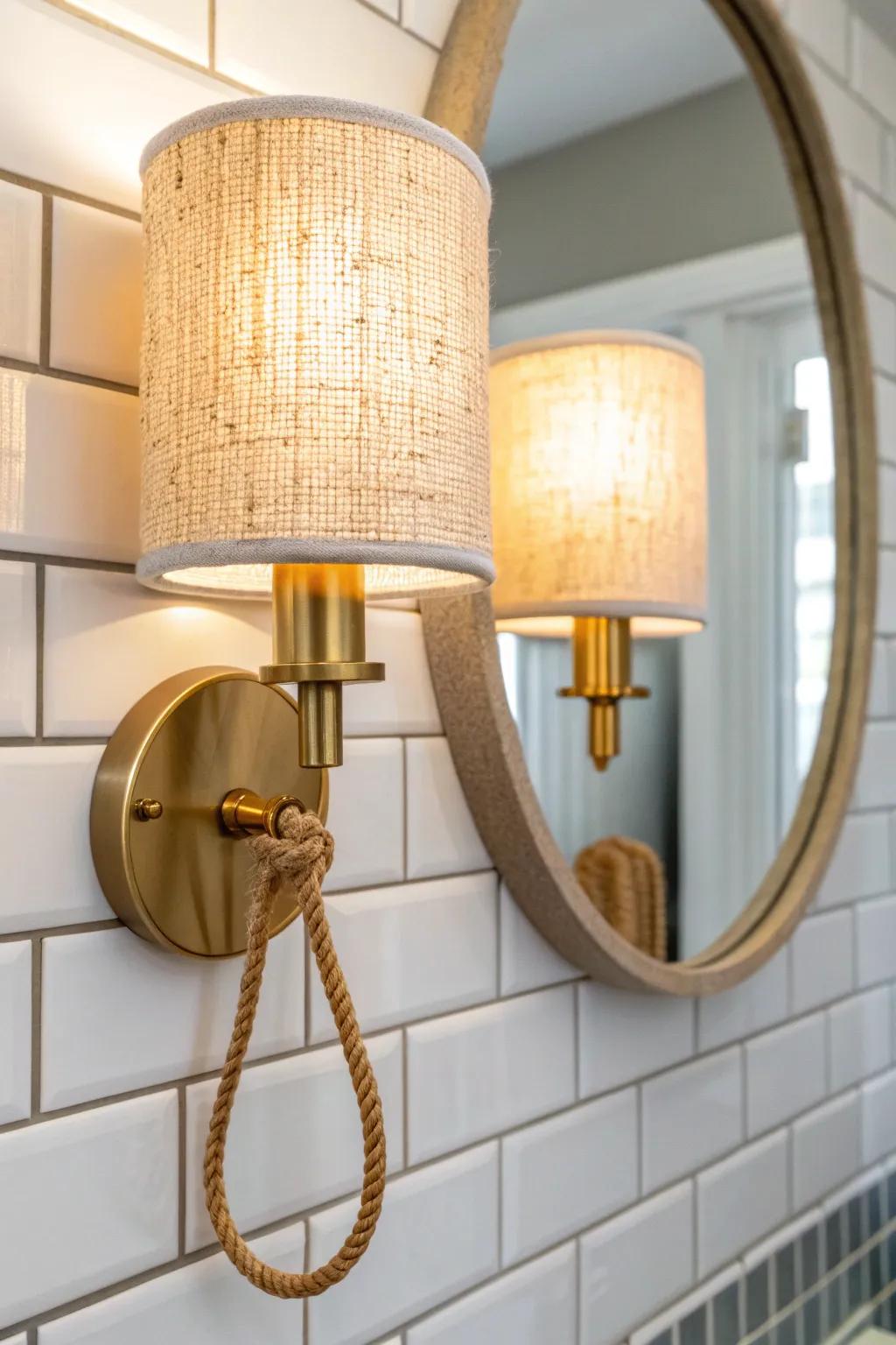 Swap harsh overheads for a warm plug-in sconce—instant cozy, flattering light in tiny baths.