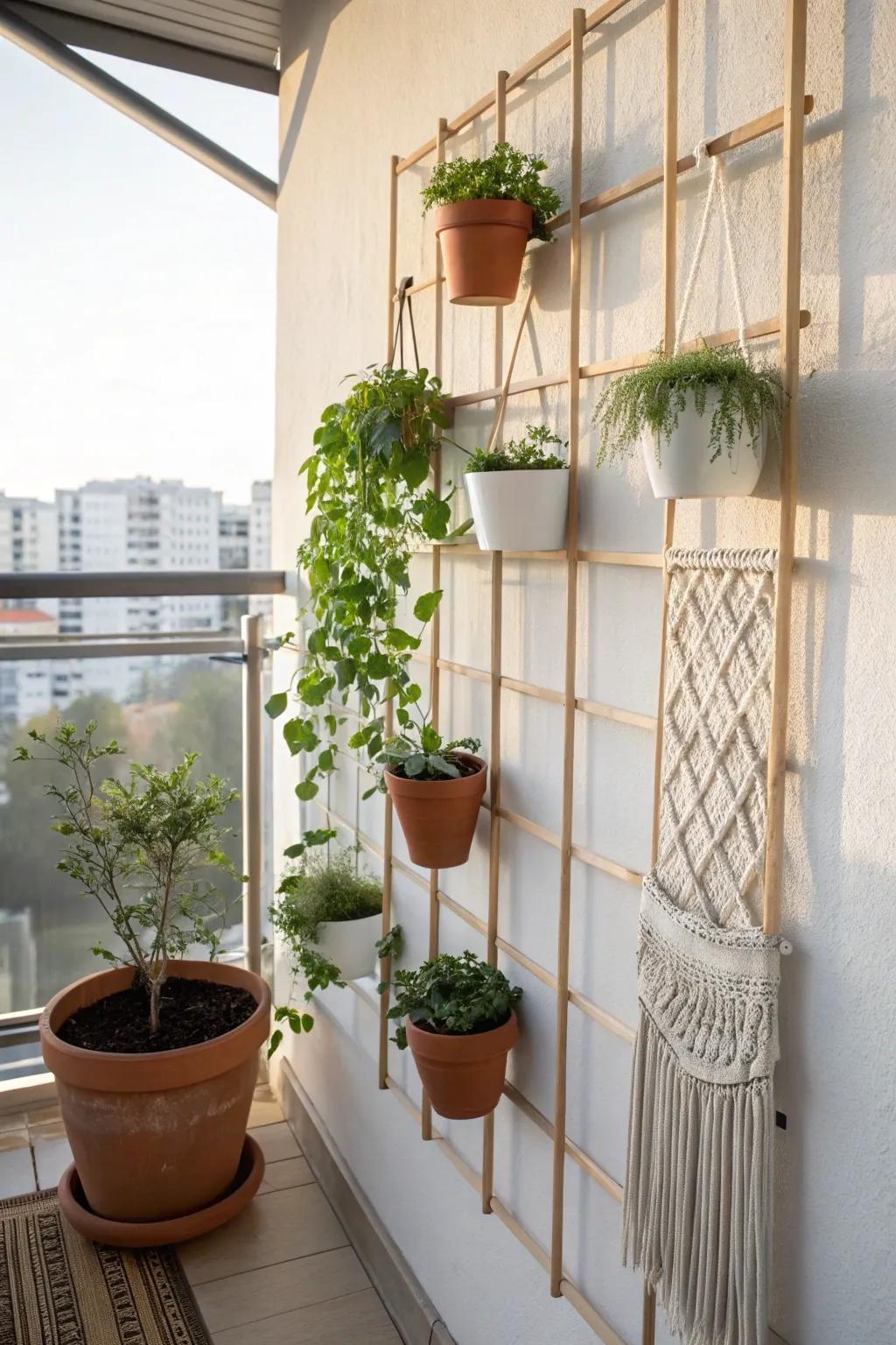Budget-friendly vertical garden wall: lush greenery without stealing space on a tiny balcony.