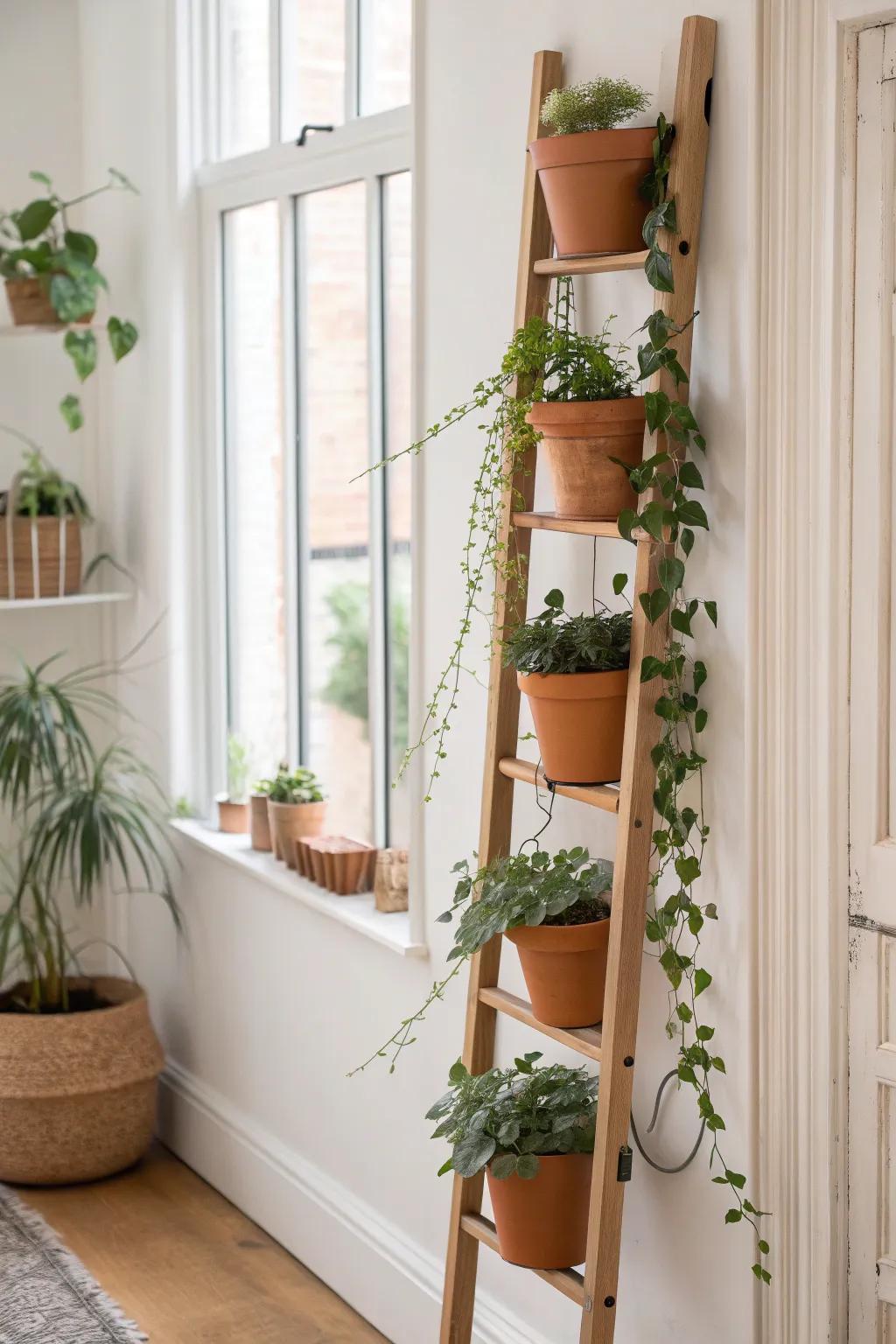 Go vertical with a slim plant wall for a lush conservatory feel without losing floor space.