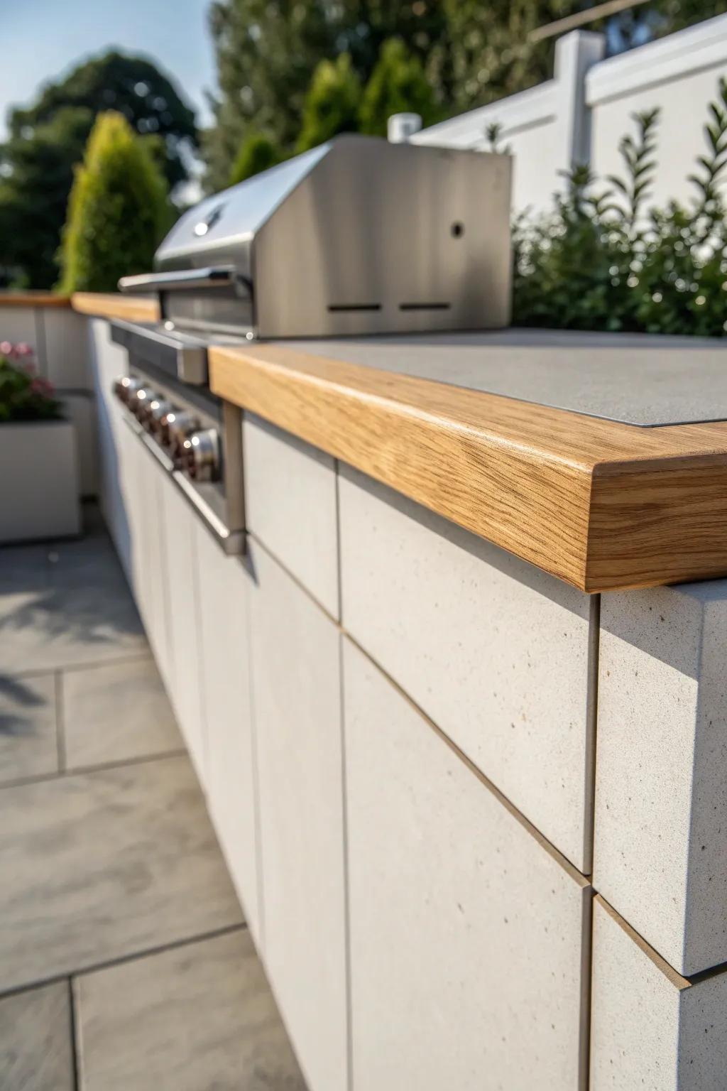 Build a tiny heat-safe backsplash wall to finish your small BBQ nook and make cleanup effortless.